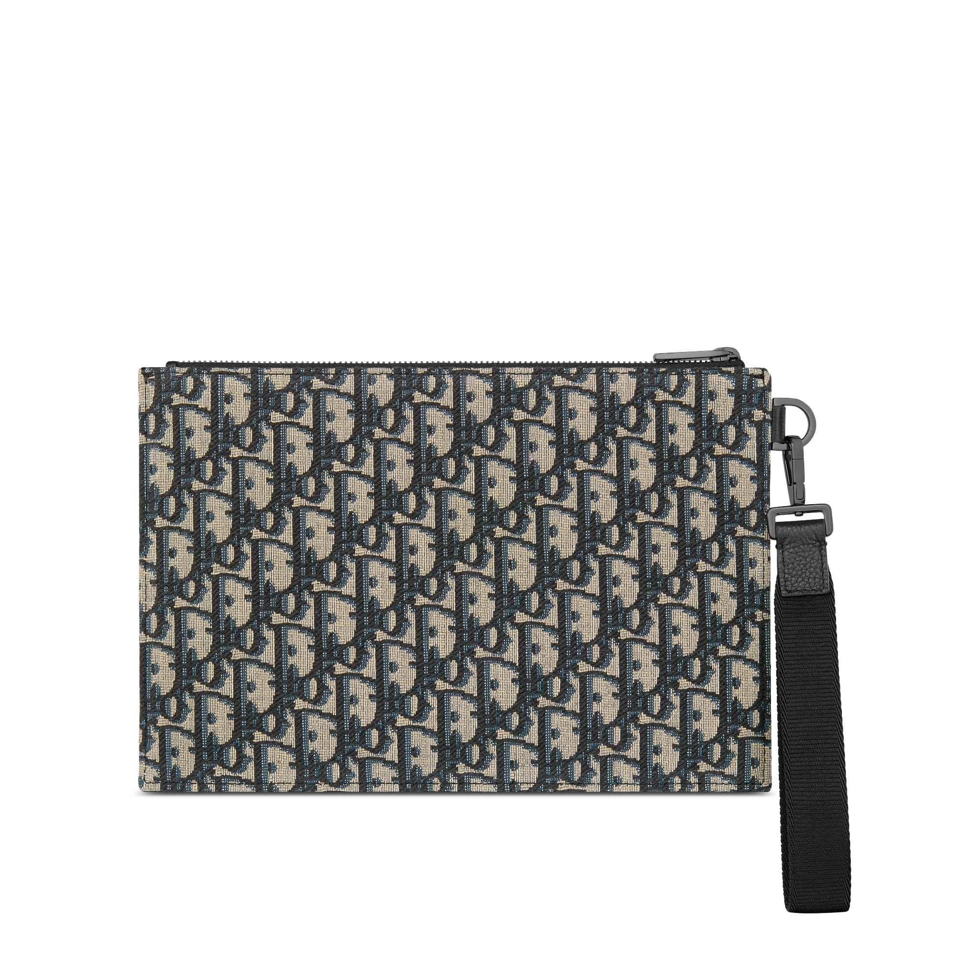 Pouch in A5-Format Dior Oblique Jacquard in Beige und Schwarz E08