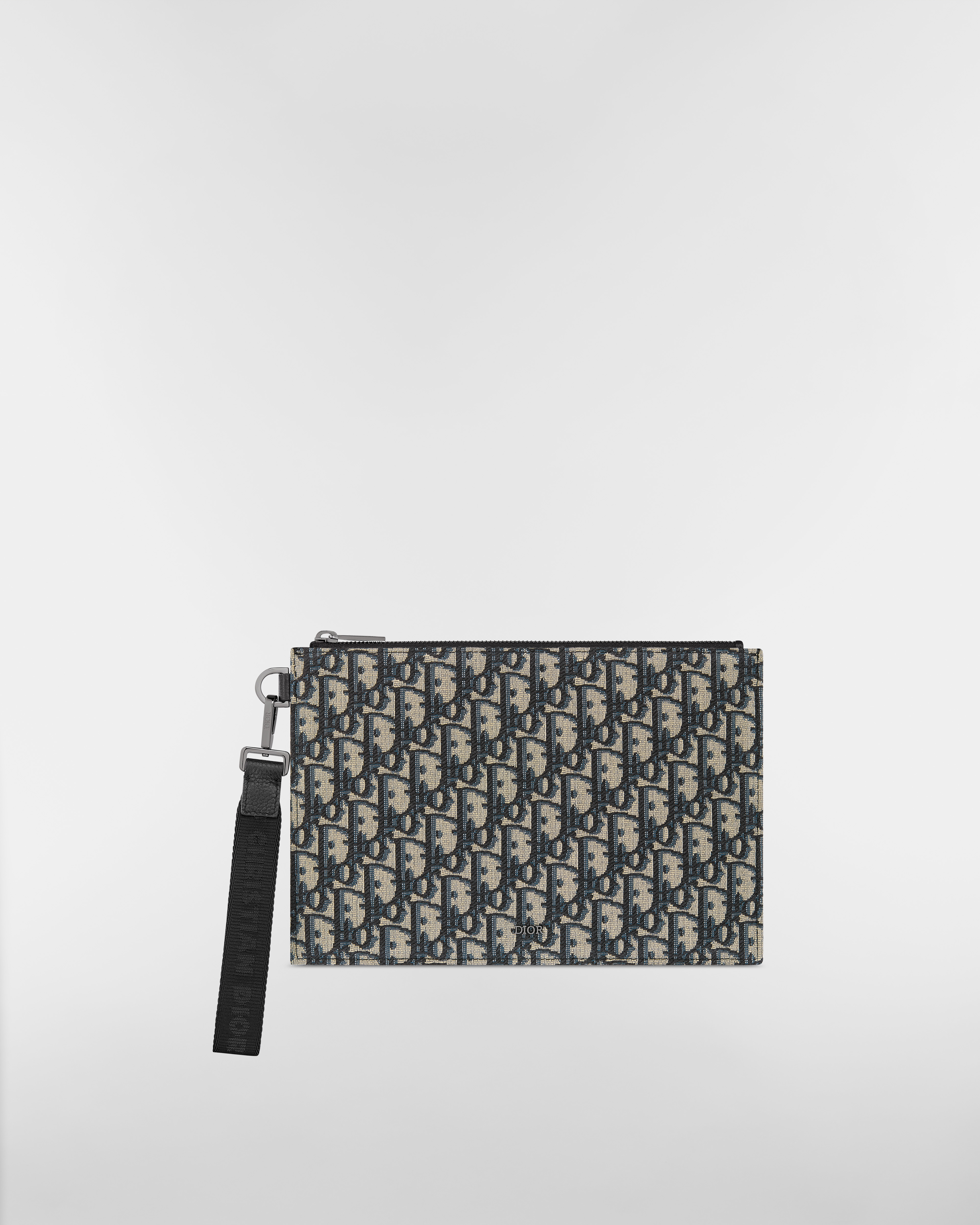 A5 Pouch Beige and Black Dior Oblique Jacquard E01