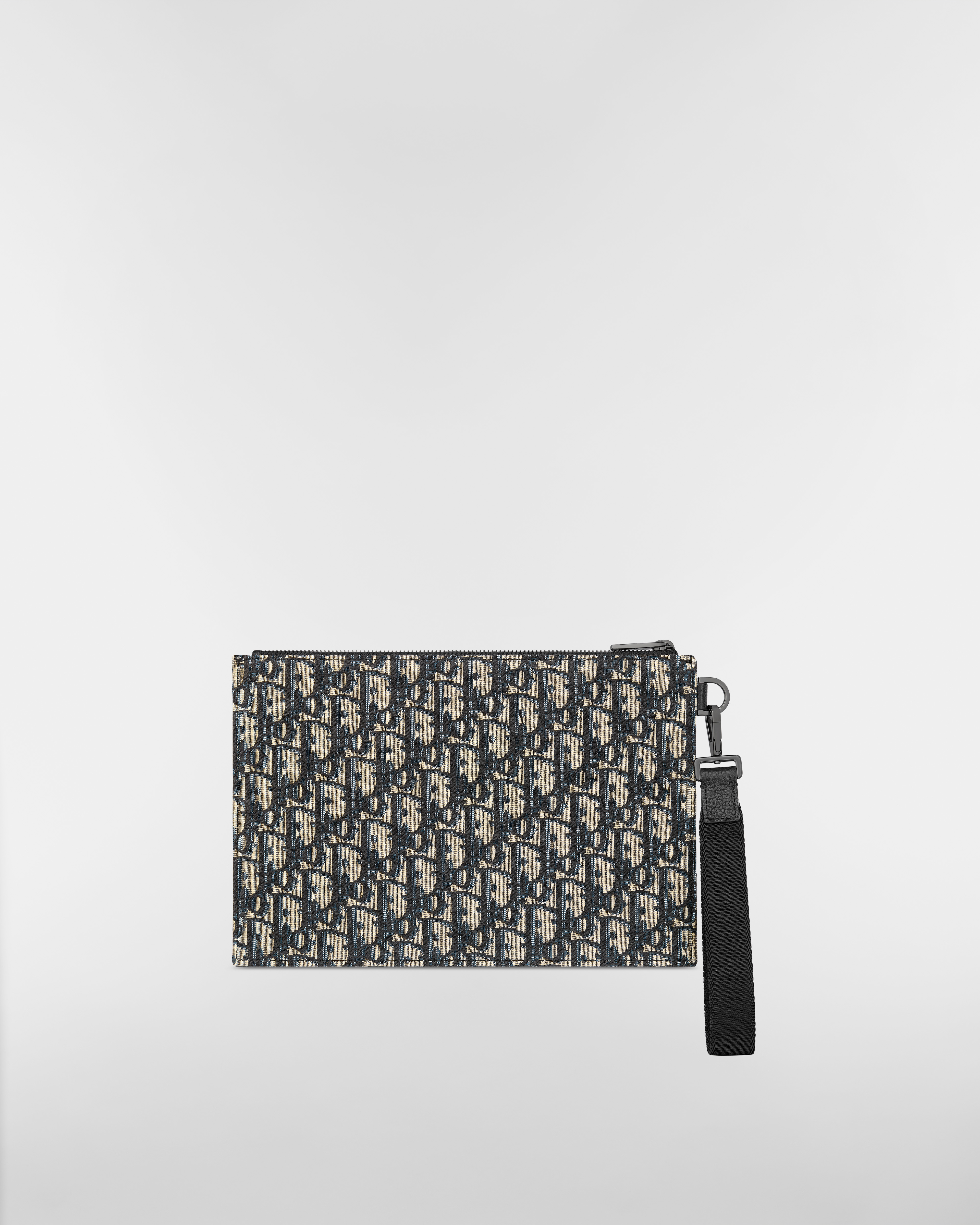 A5 Pouch Beige and Black Dior Oblique Jacquard E08
