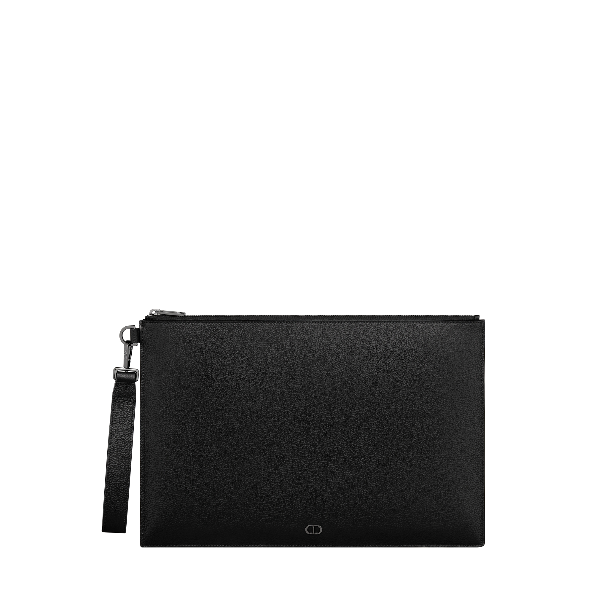 A4 Pouch Black Grained Calfskin with CD Icon Signature E01