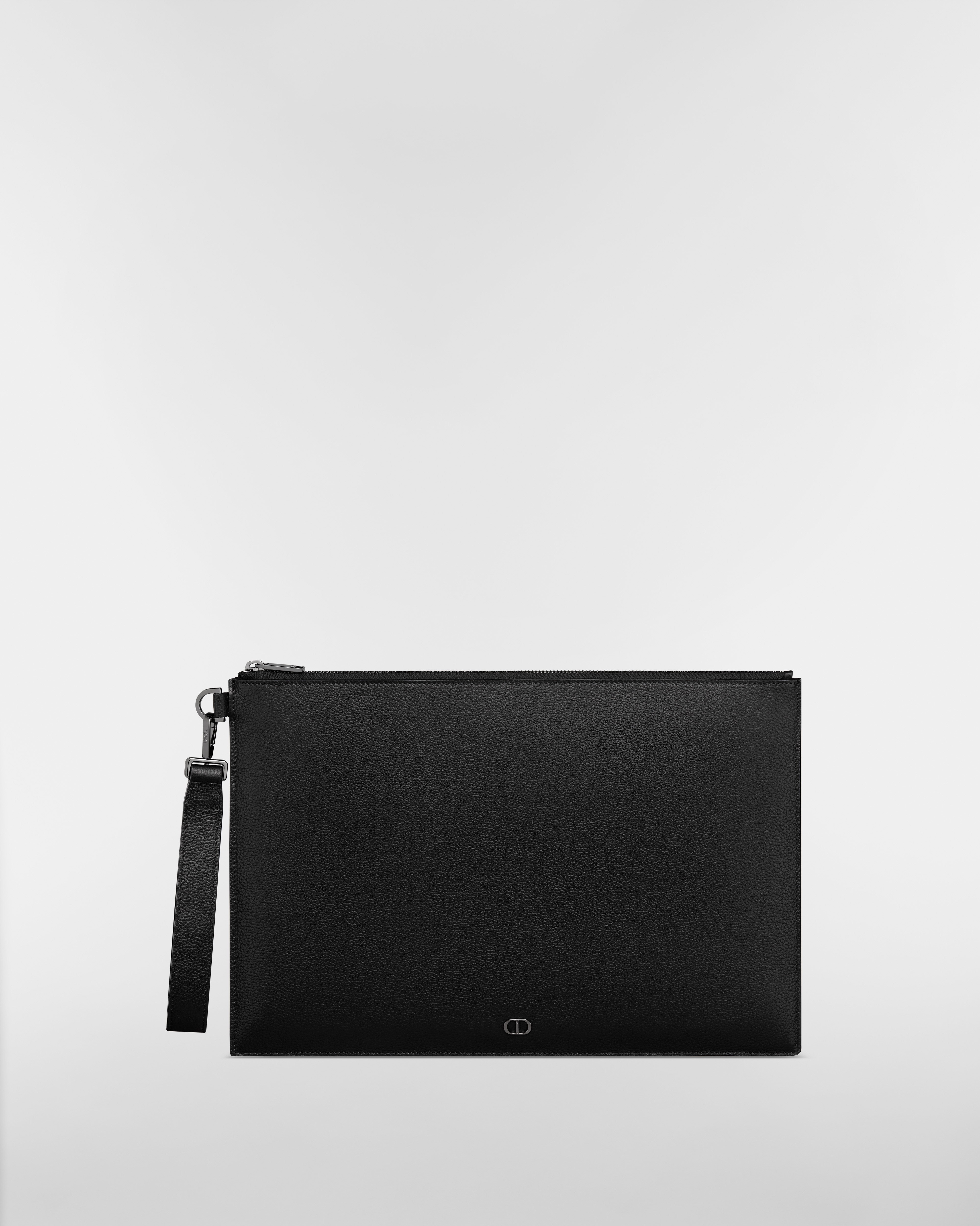 Pouch im DIN-A4-Format Genarbtes Kalbsleder in Schwarz mit CD Icon Detail E01