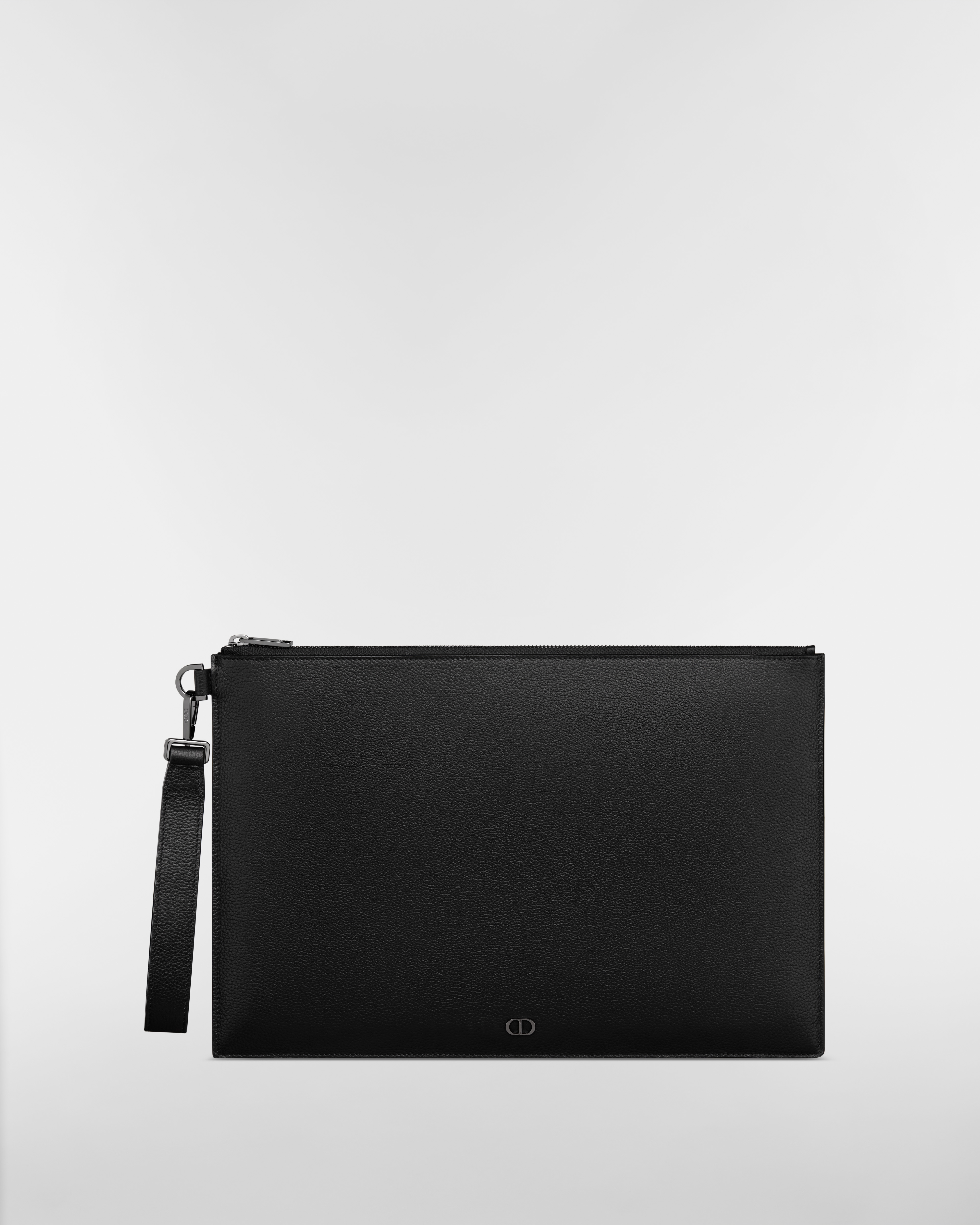 Pochette A4 Cuir de veau grainé noir à signature CD Icon E01