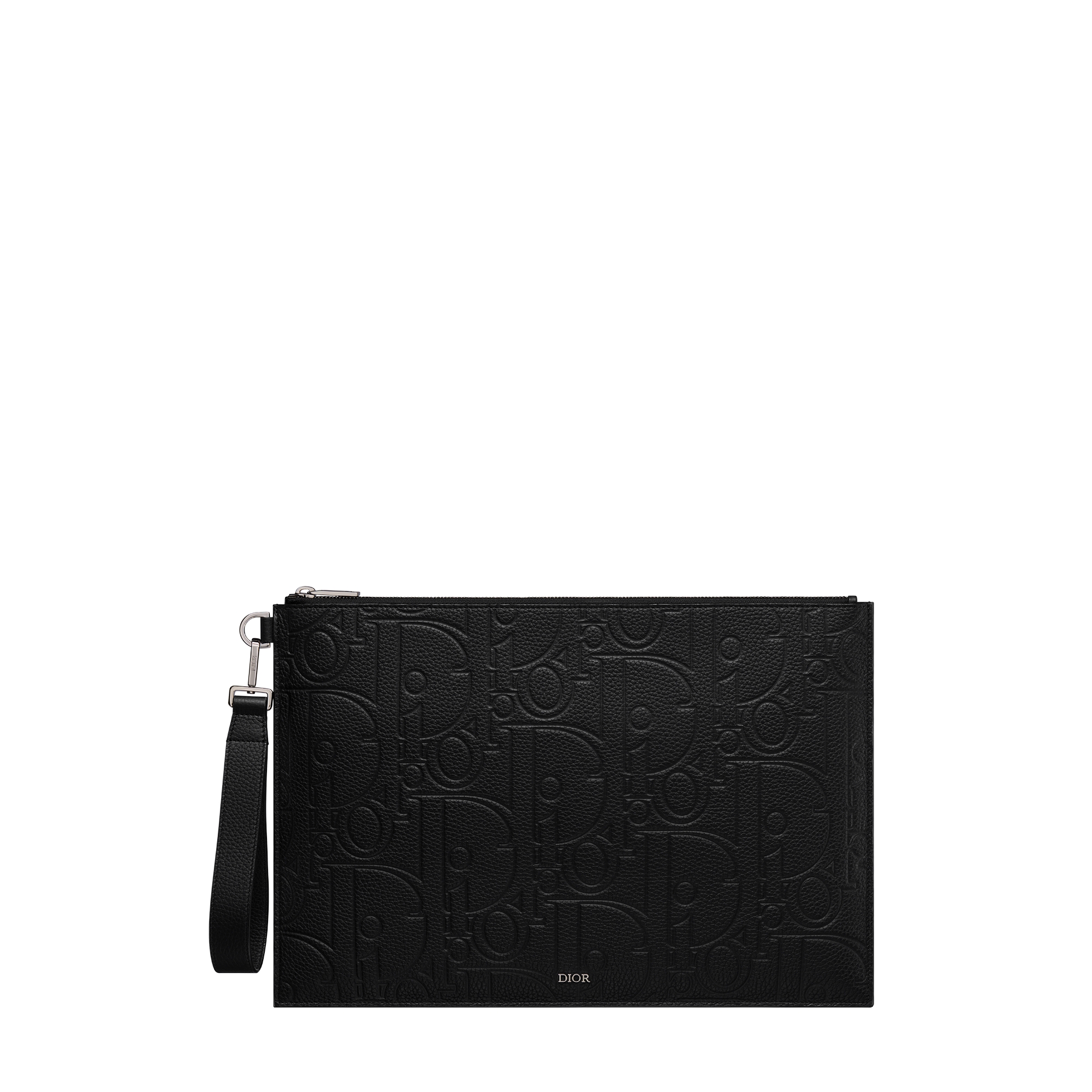 A4 Pouch Black Dior Gravity Leather and Black Grained Calfskin E01