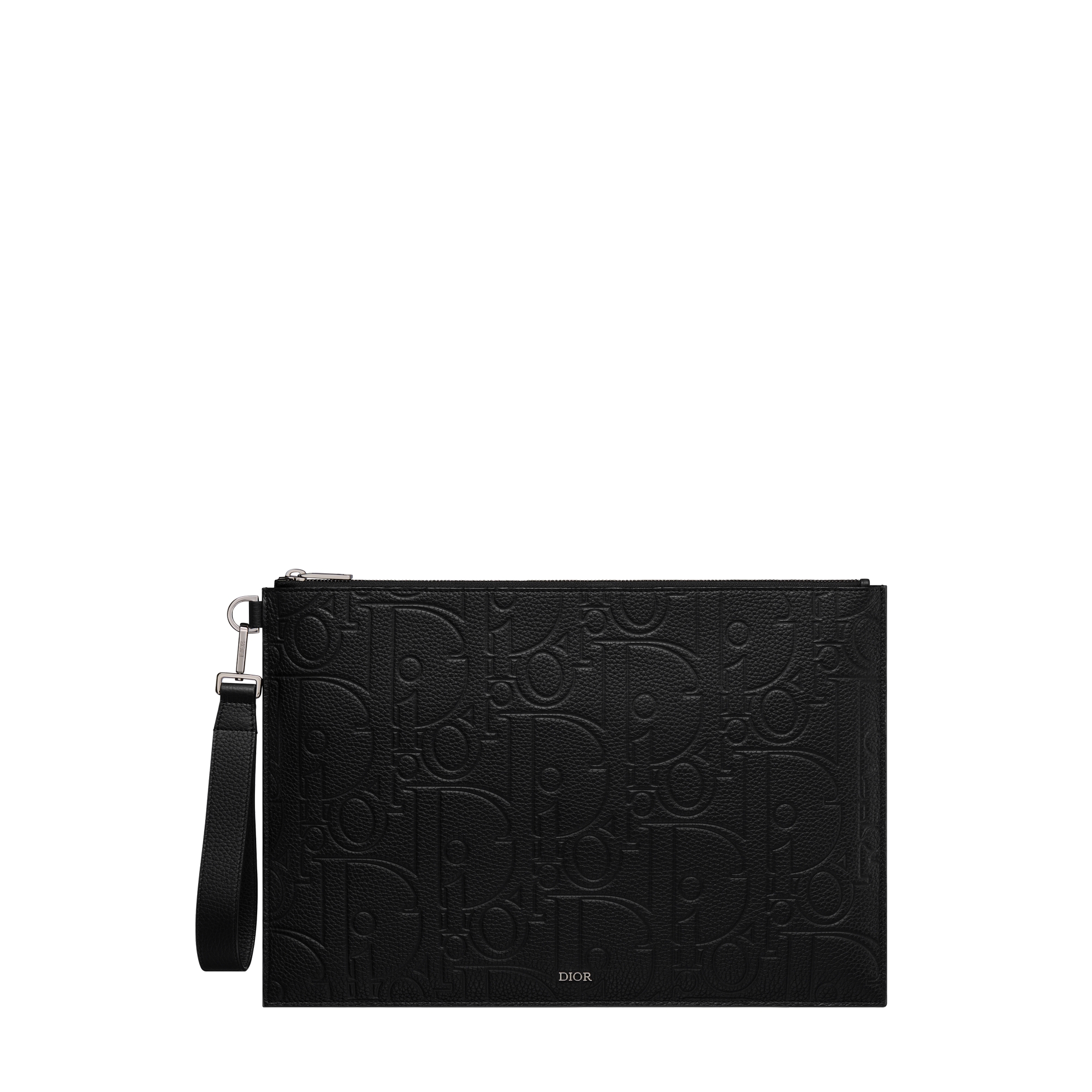 A4 Pouch Black Dior Gravity Leather and Black Grained Calfskin E01