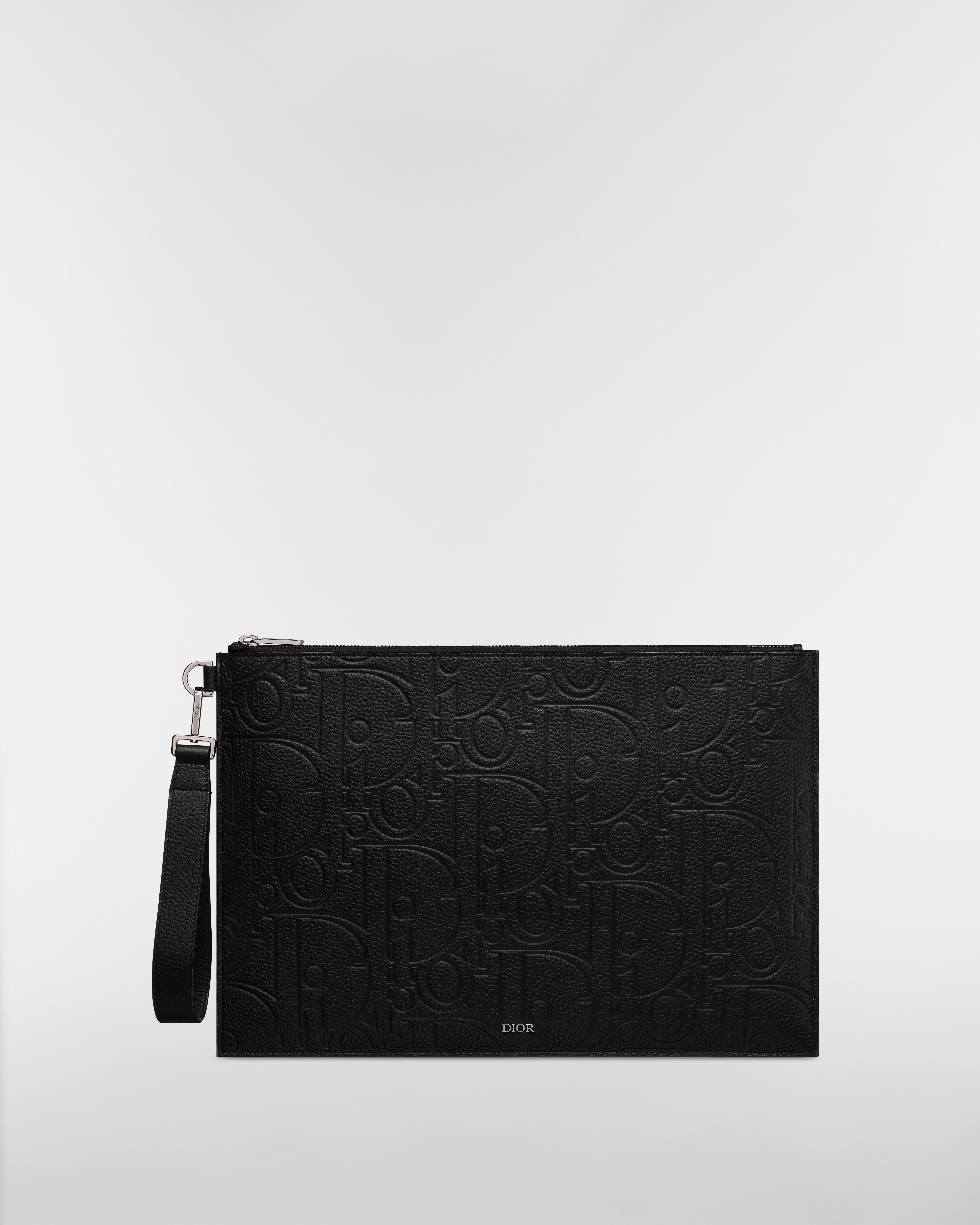 A4 Pouch Black Dior Gravity Leather and Black Grained Calfskin E01