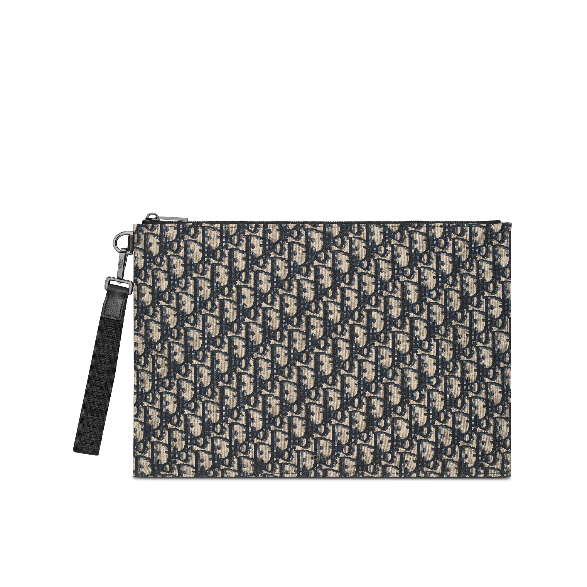 A4 파우치 베이지 & 블랙 Dior Oblique 자카드 E01