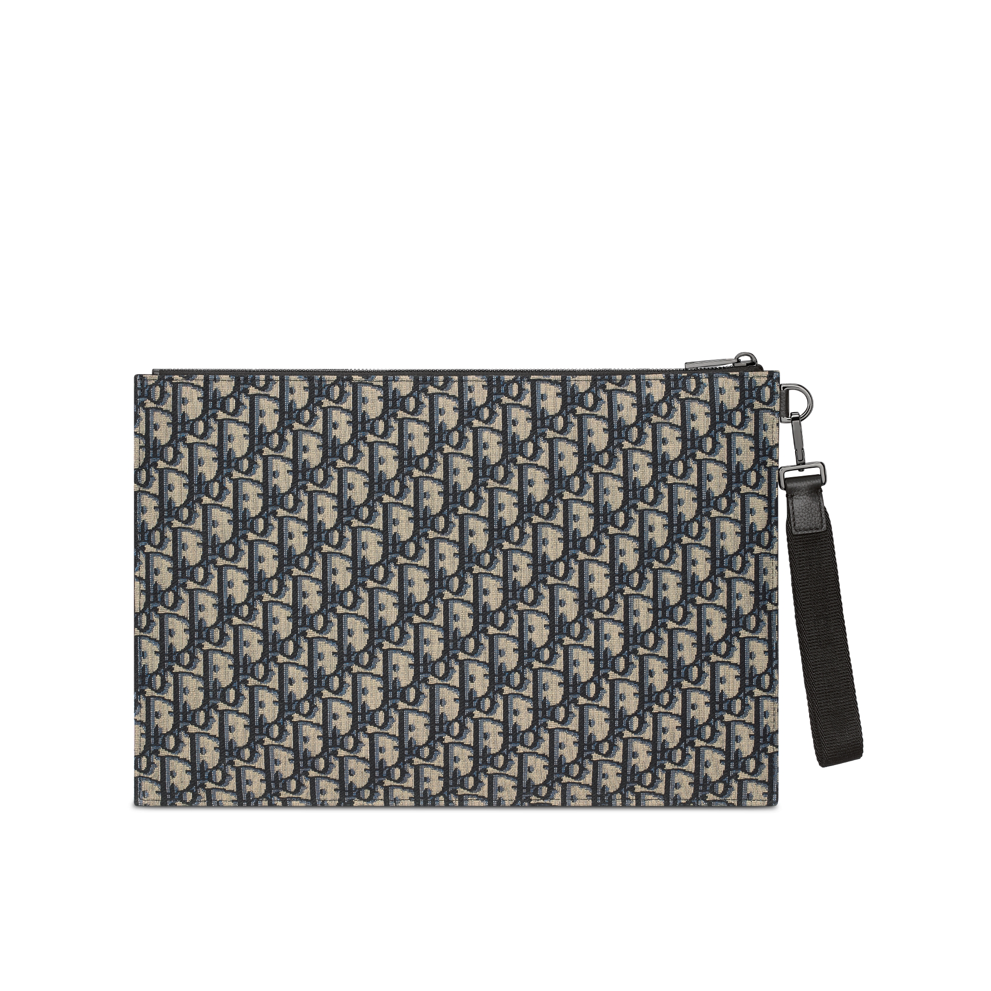 Pouch in A4-Format Dior Oblique Jacquard in Beige und Schwarz E08