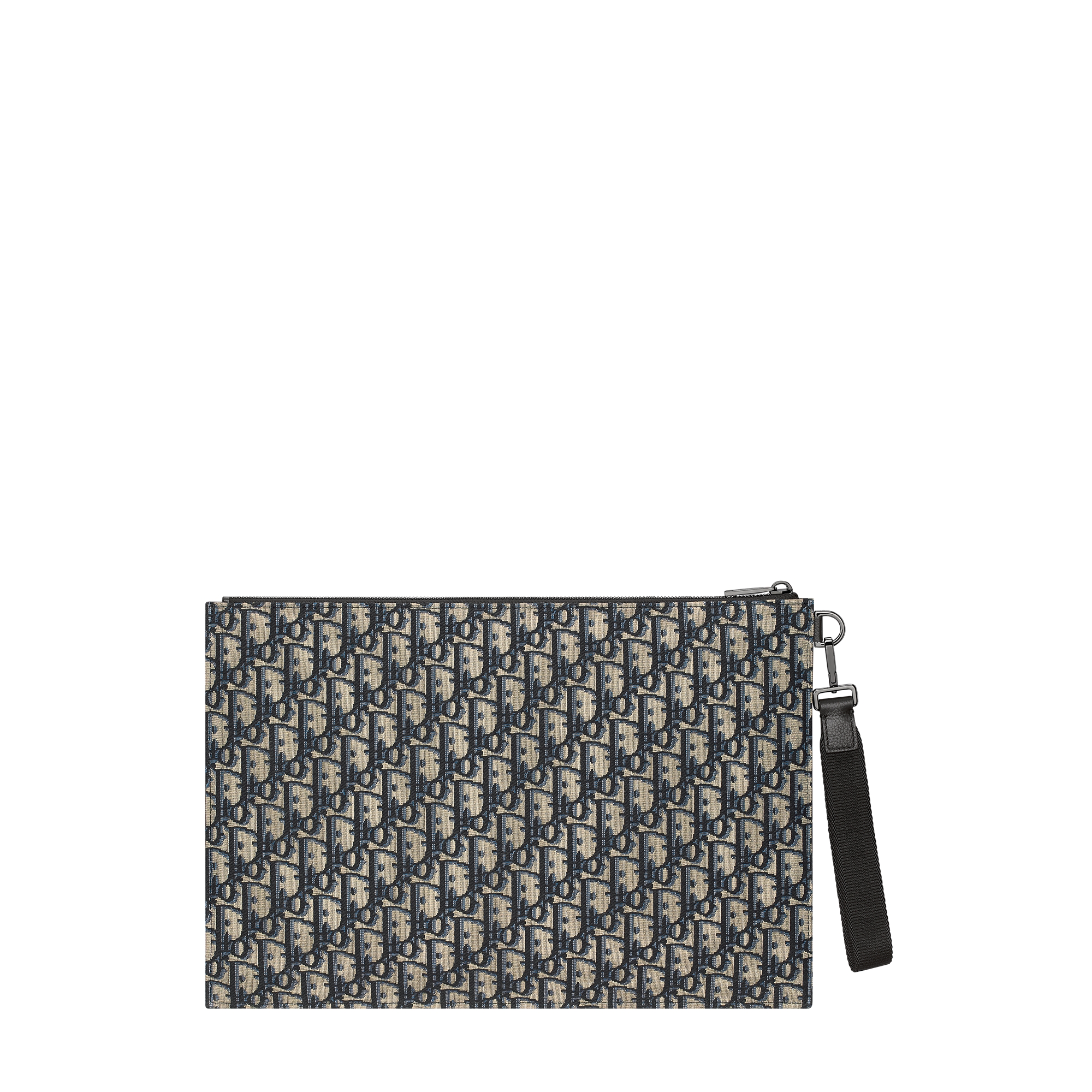 A4 Pouch Beige and Black Dior Oblique Jacquard E08