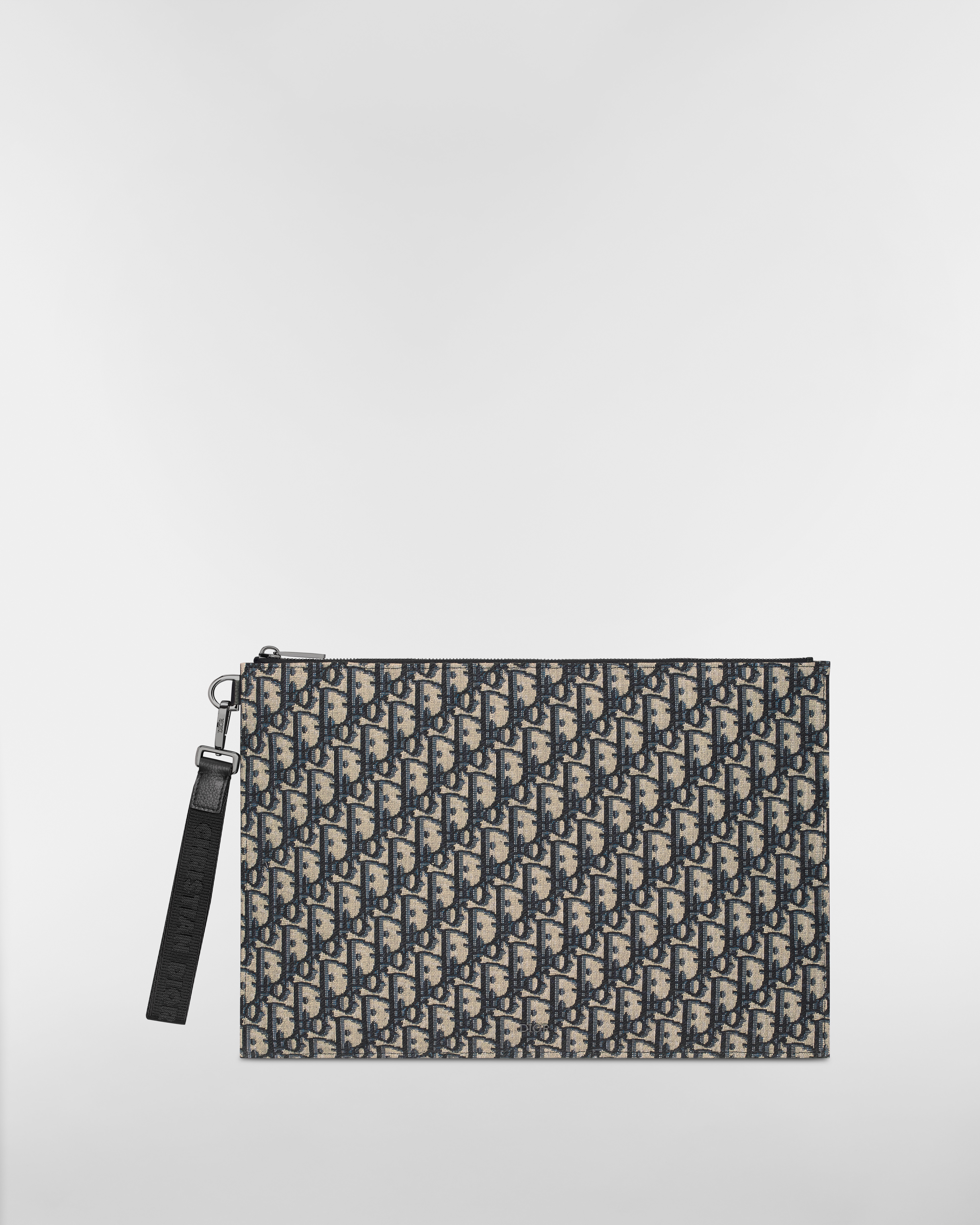 A4 小袋 米色和黑色 Dior Oblique 圖案緹花 E01