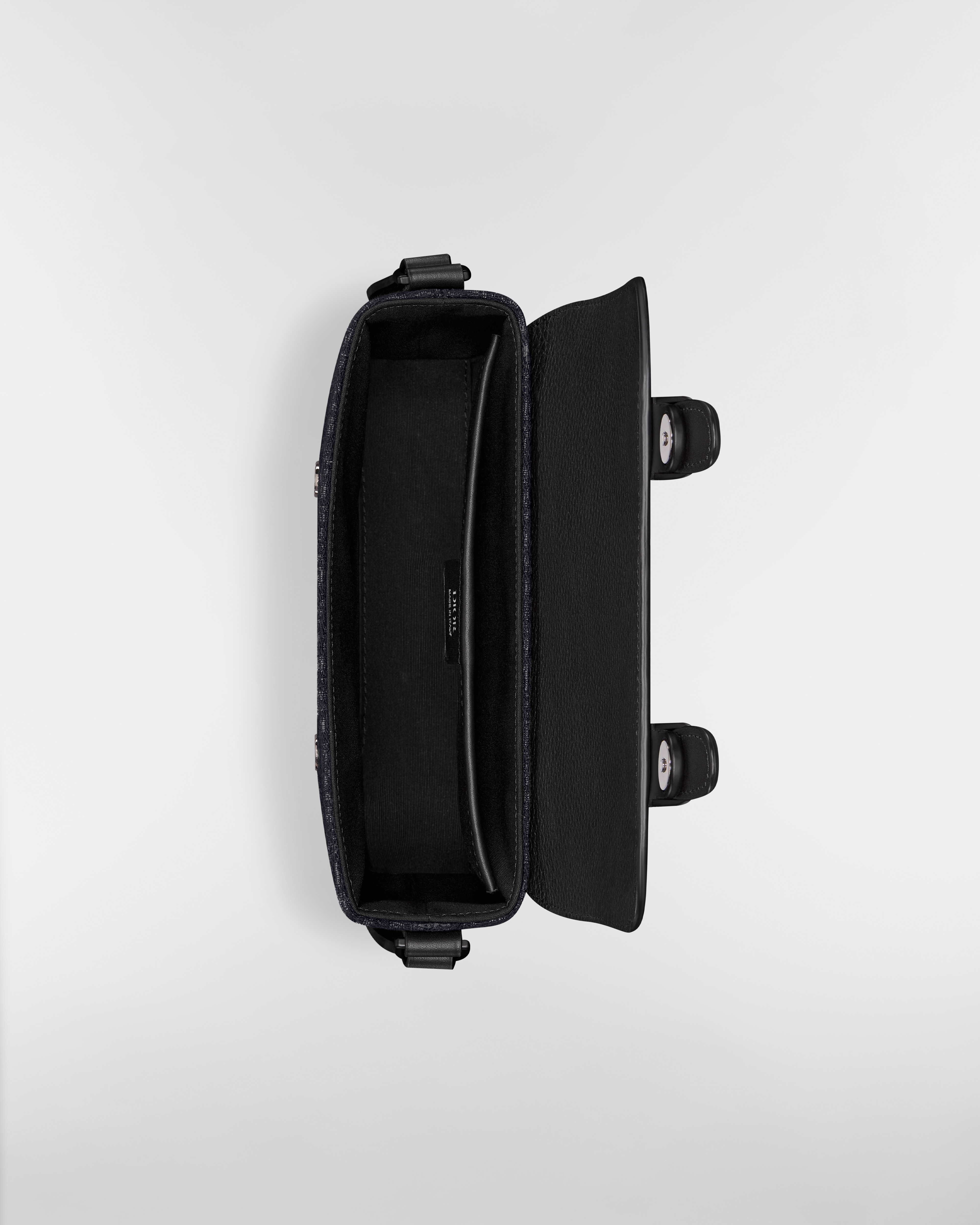 Mini Dior Daily Messenger Bag with Flap Black Micro Dior Oblique Jacquard, Black Grained Taurillon Leather and Black Grained Calfskin E06