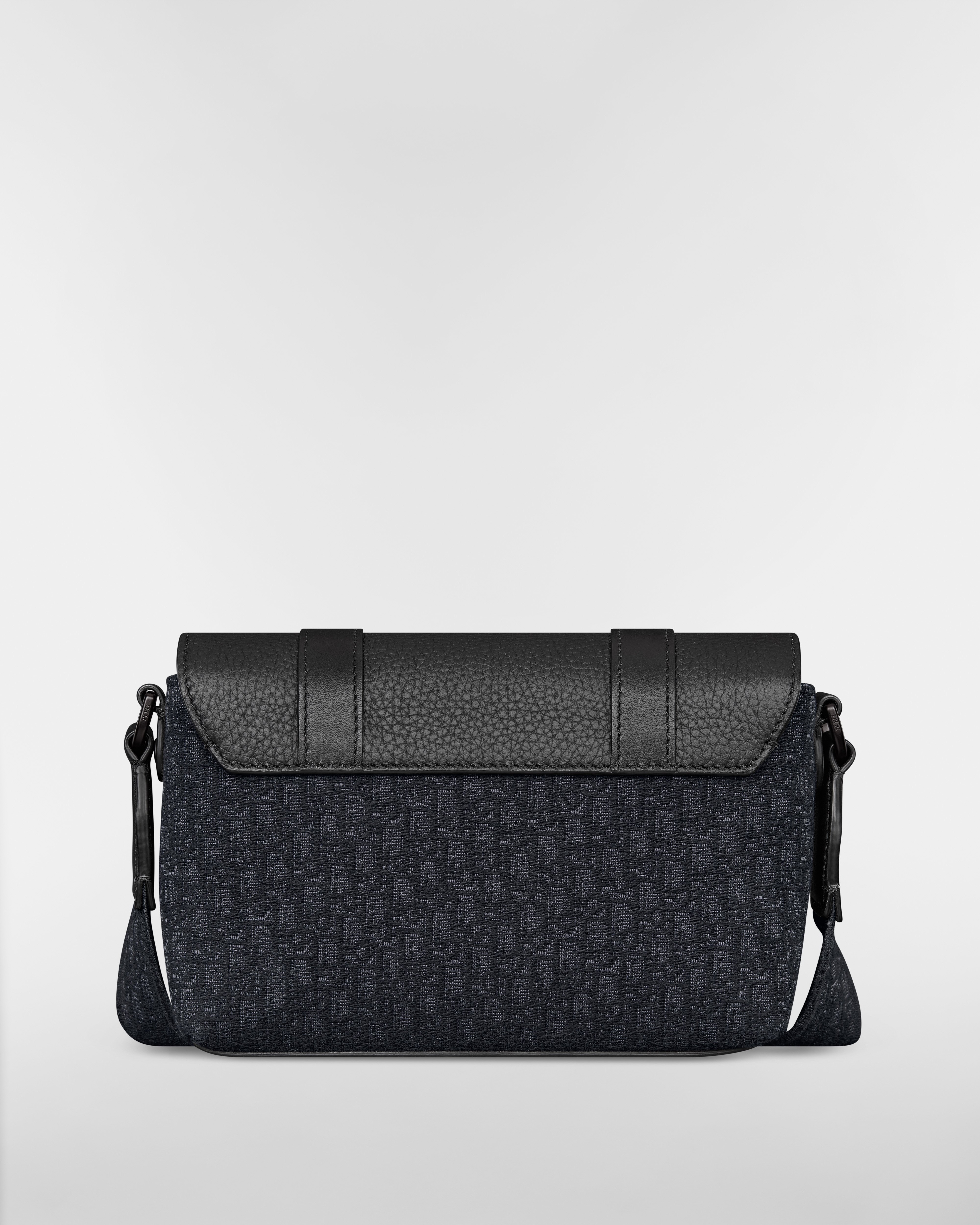 Mini Dior Daily Messenger Bag with Flap Black Micro Dior Oblique Jacquard, Black Grained Taurillon Leather and Black Grained Calfskin E08