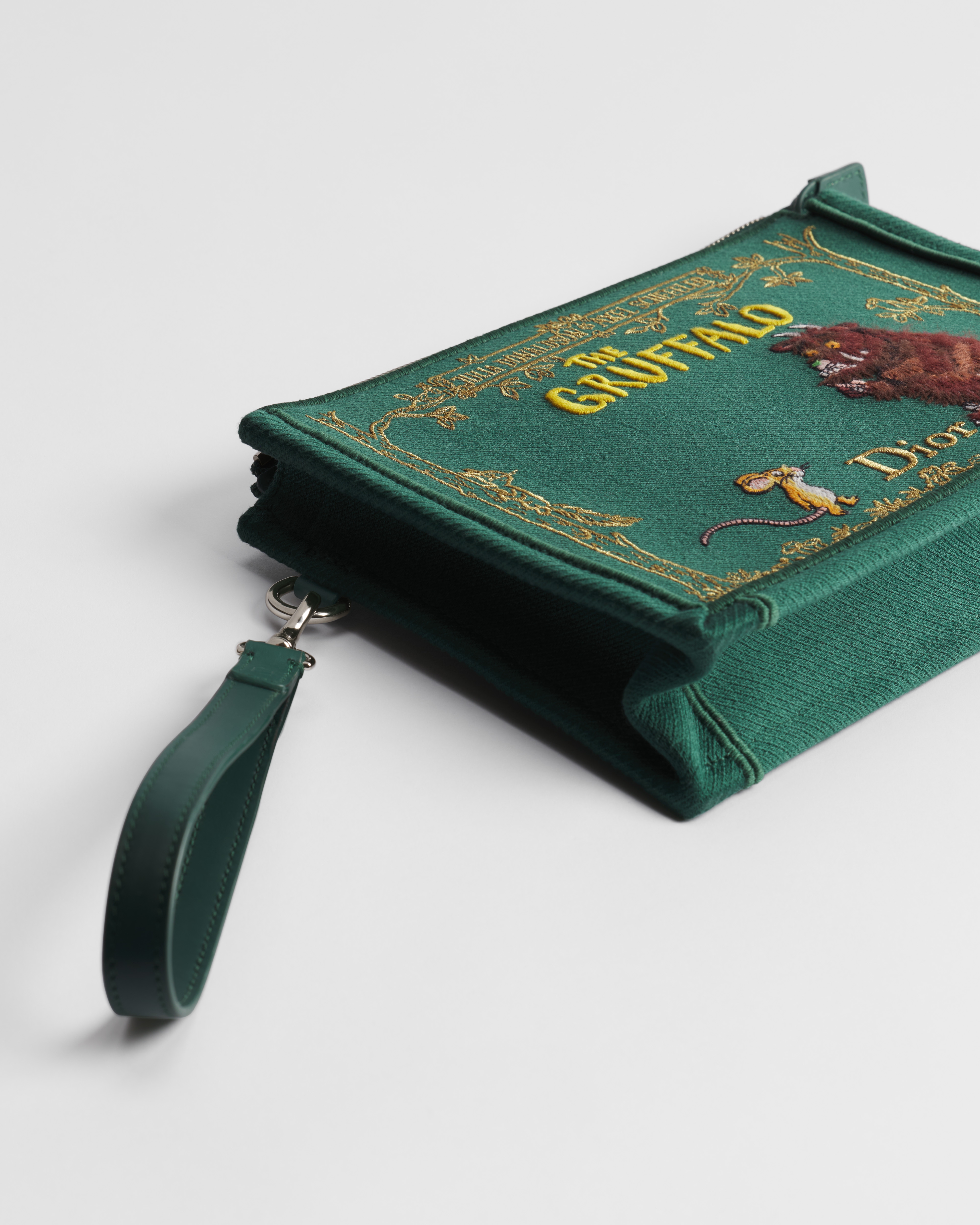 A5 Triangle Pouch Green Book Cover Embroidery | DIOR
