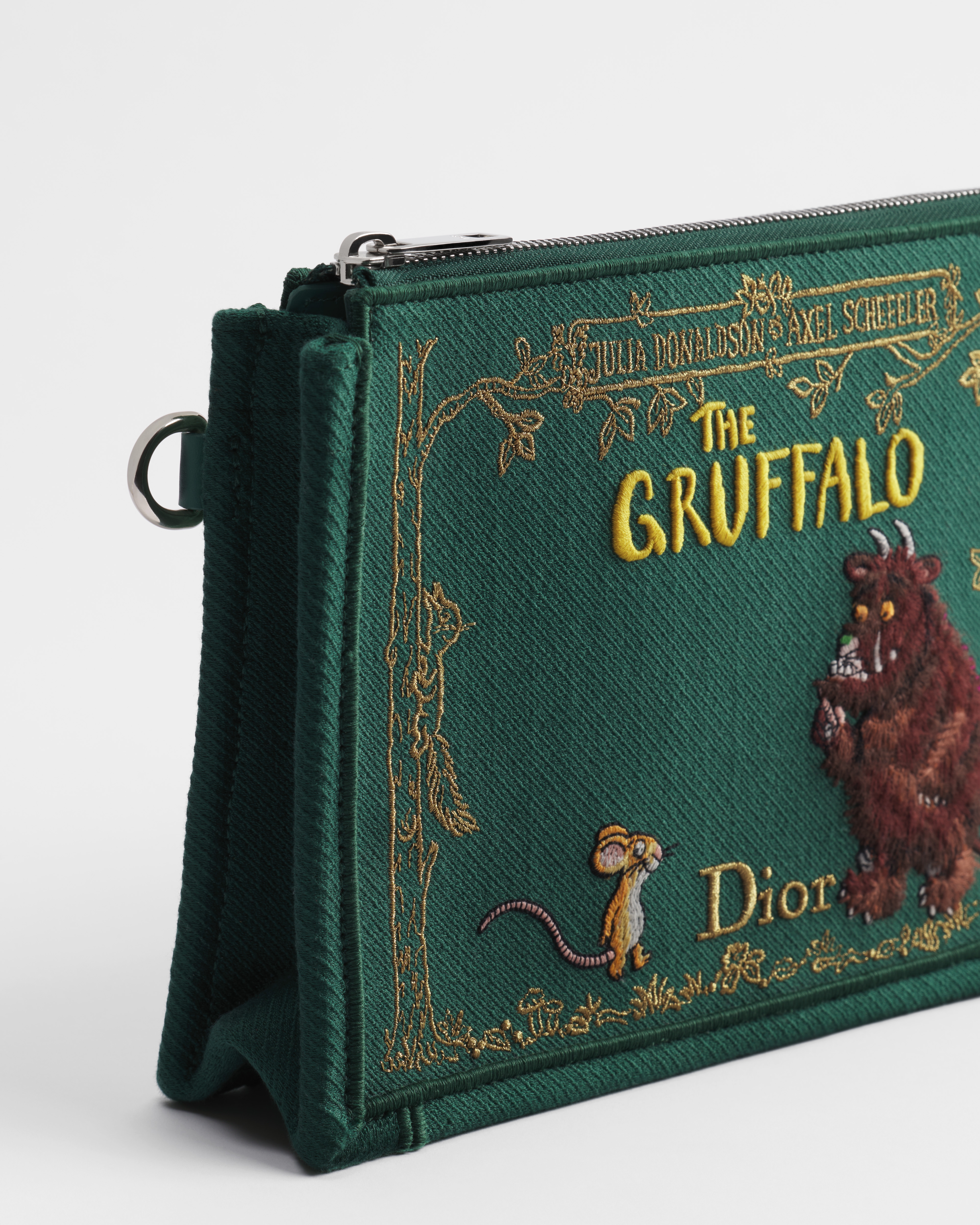 A5 Triangle Pouch Green Book Cover Embroidery | DIOR