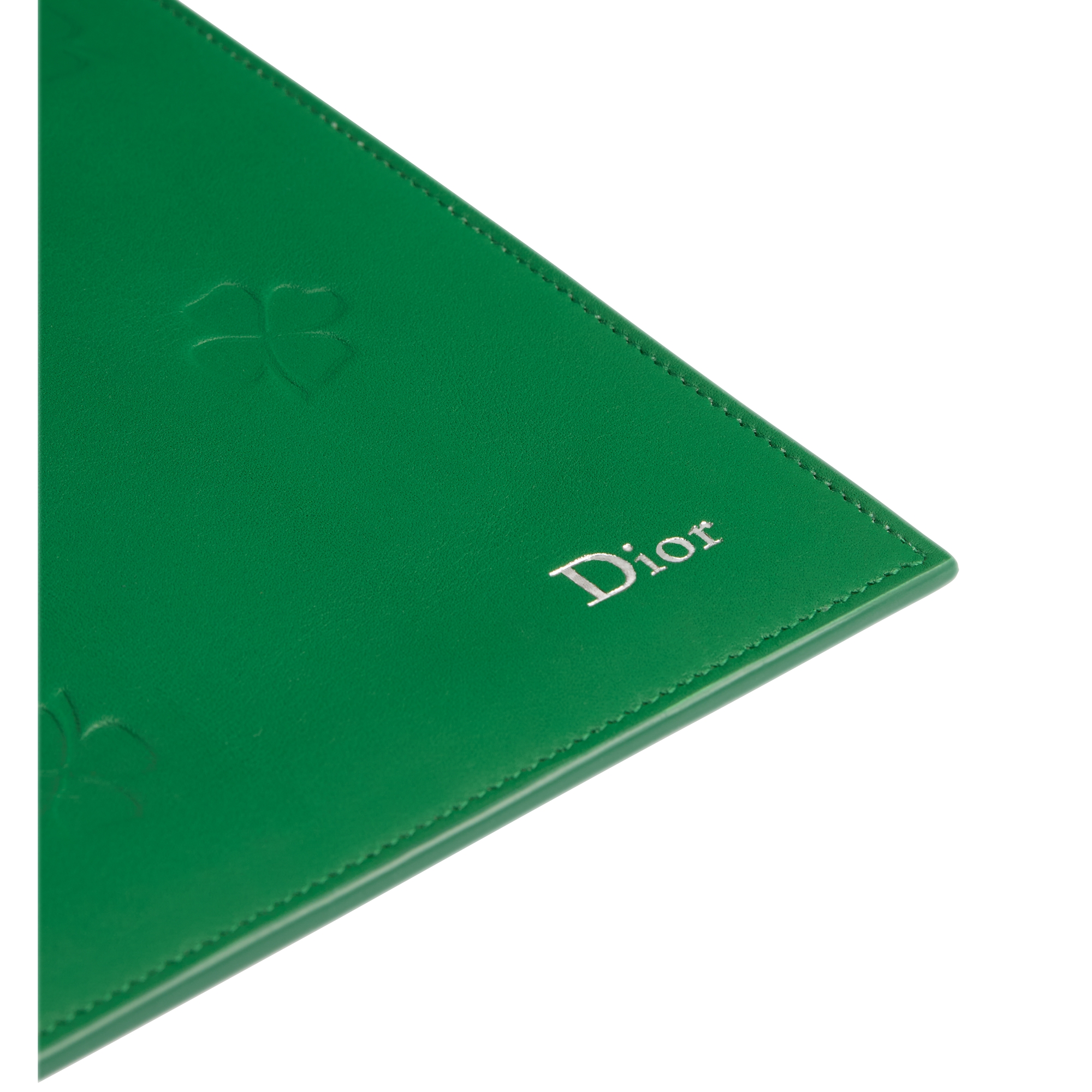 A5 Pouch Bright Green Dior Clover Embossed Calfskin E10