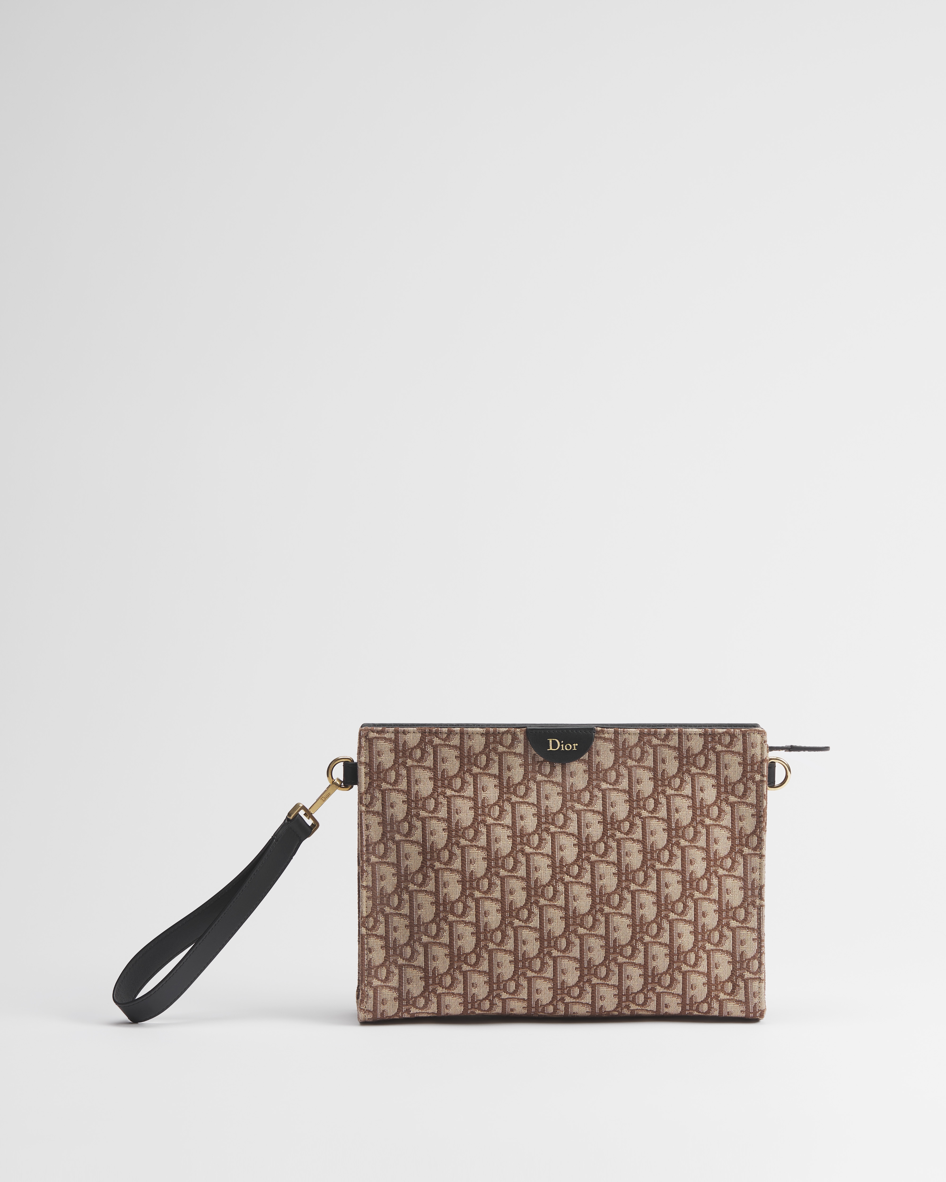 A5 Triangle Pouch Brown Dior Oblique Jacquard E01