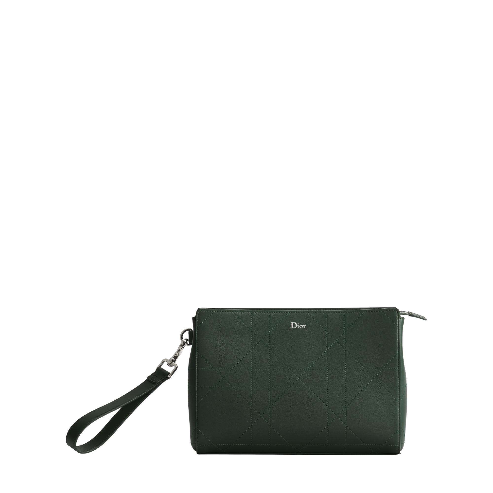 A5 Triangle Pouch Vert Cyprès Cannage Calfskin | DIOR US