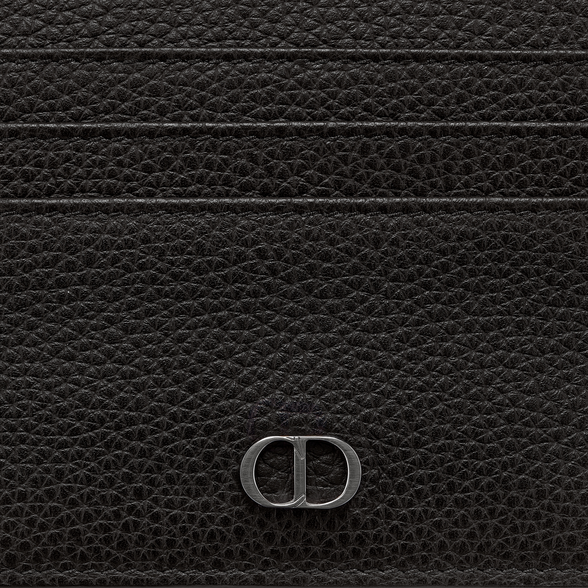 CD Icon Card Holder Black Grained Calfskin E09