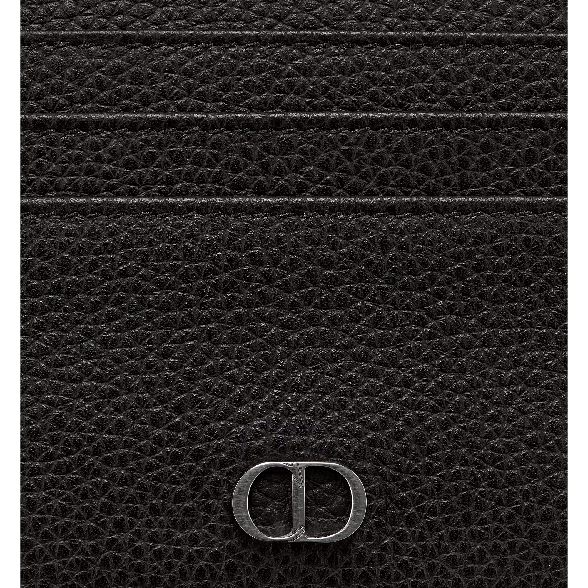 CD Icon Card Holder Black Grained Calfskin E09