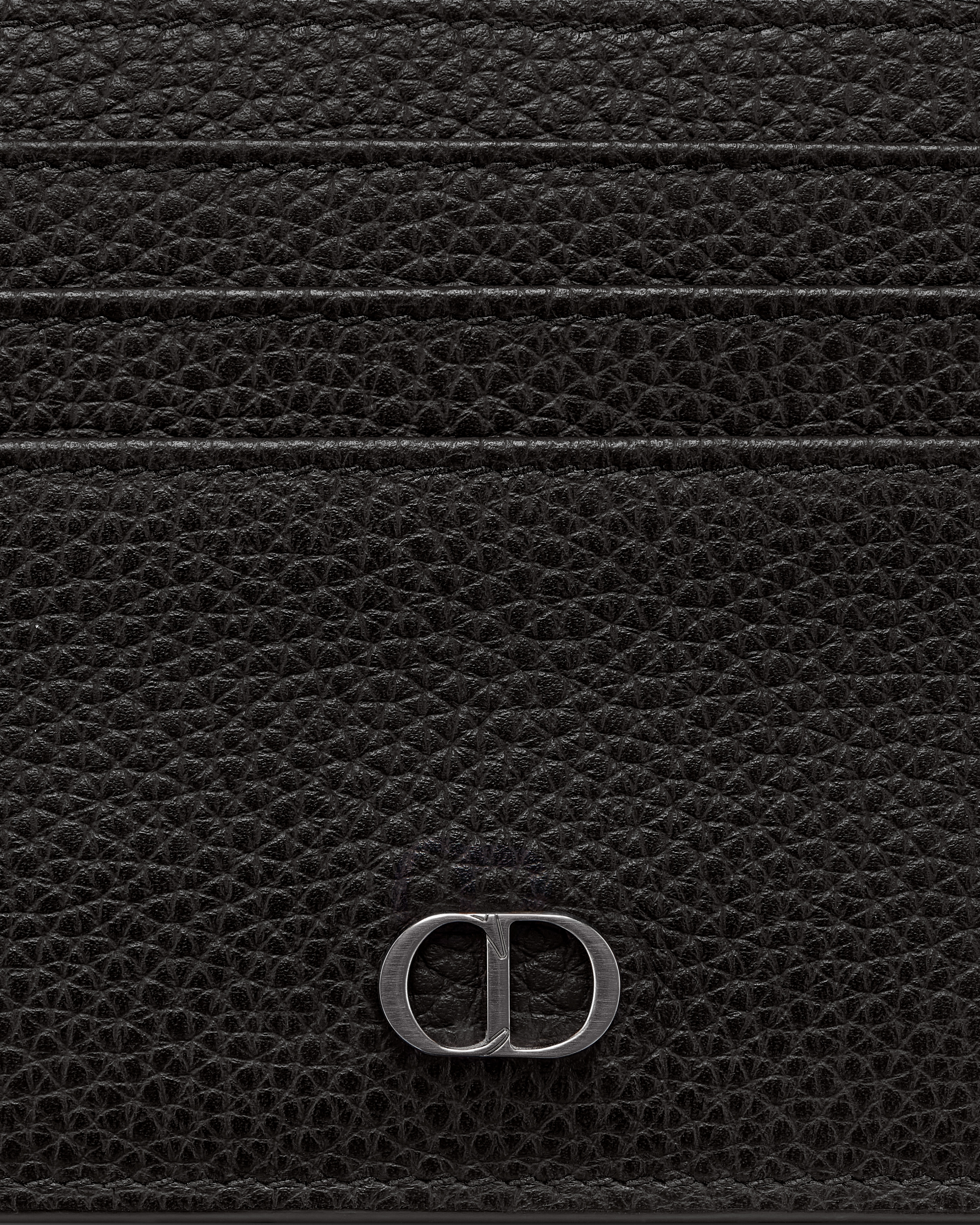CD Icon Card Holder Black Grained Calfskin E09