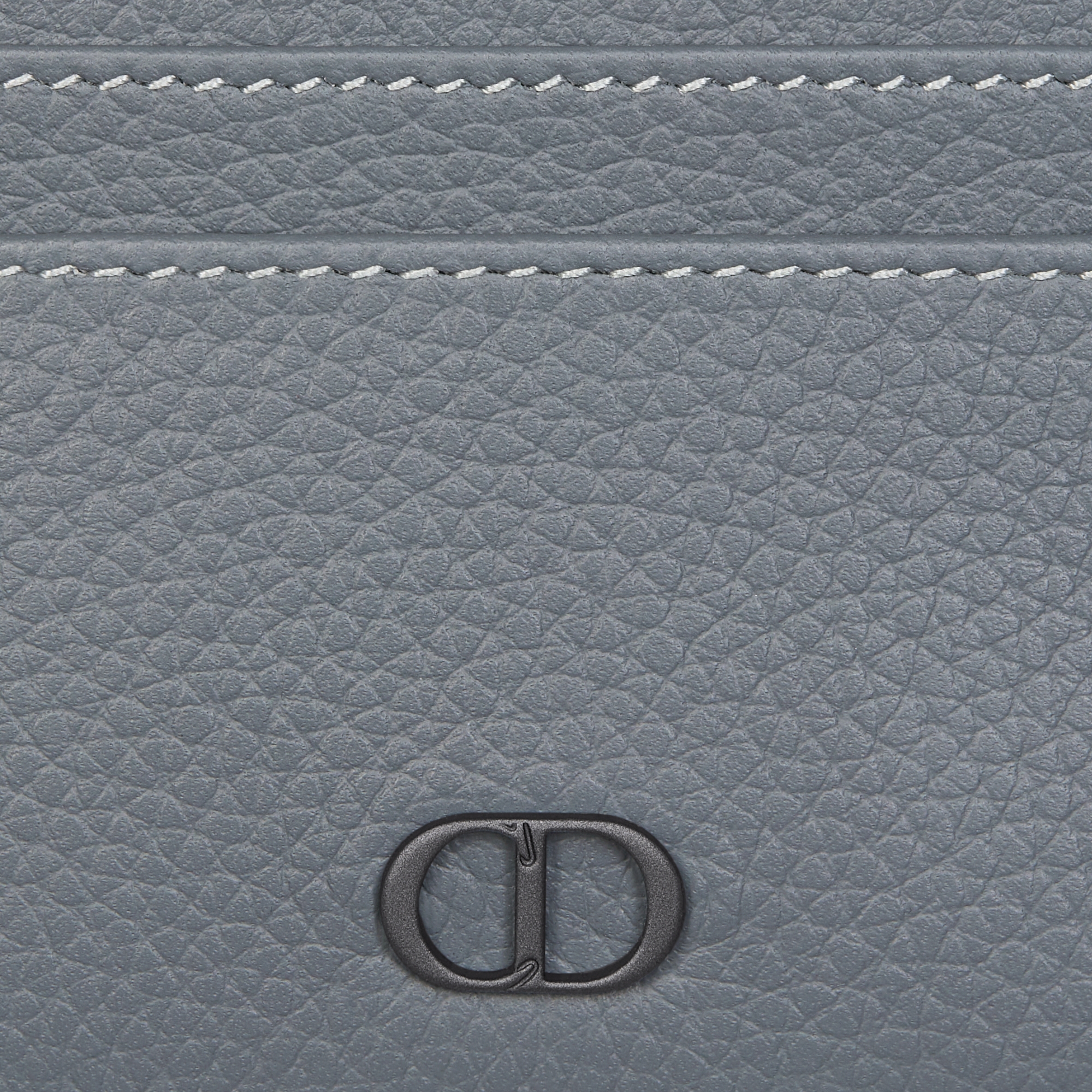 CD Icon Card Holder Deep Gray Grained Calfskin E09