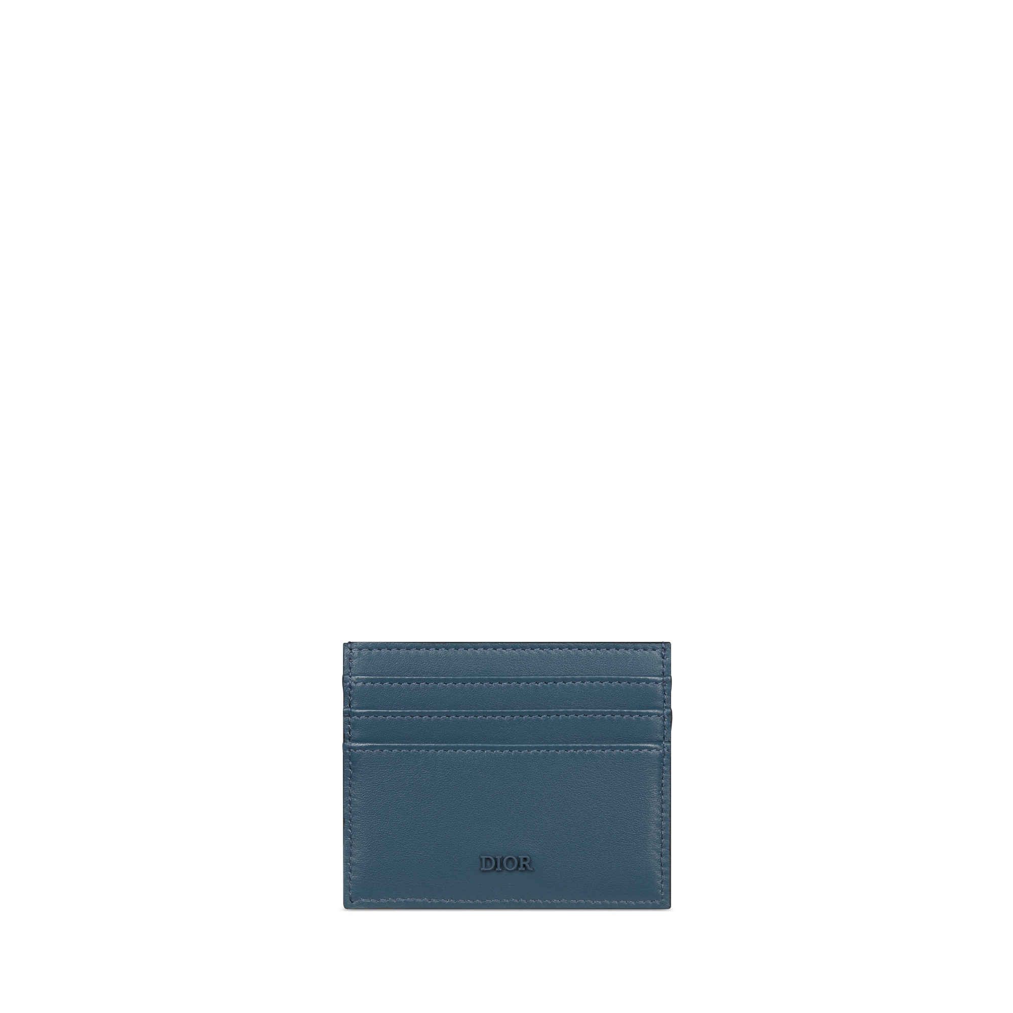 Porte-cartes Toile jacquard Dior Oblique noir, cuir de veau lisse noir et bleu et patch Dior Mountain multicolore E08