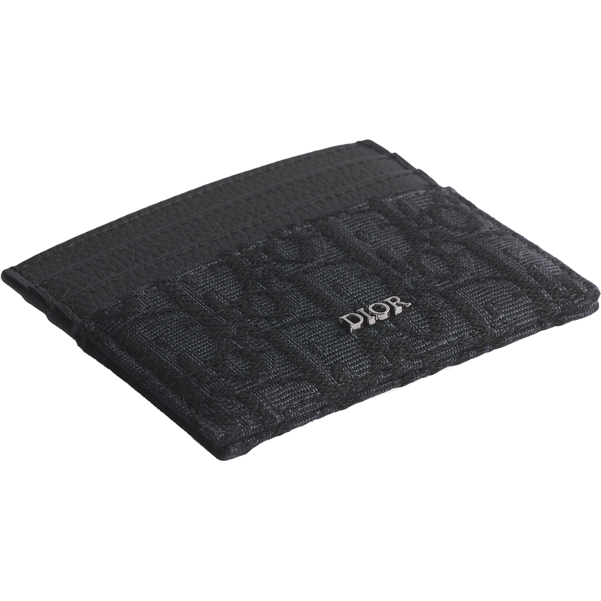 Card Holder Black Dior Oblique Jacquard and Black Grained Calfskin E03