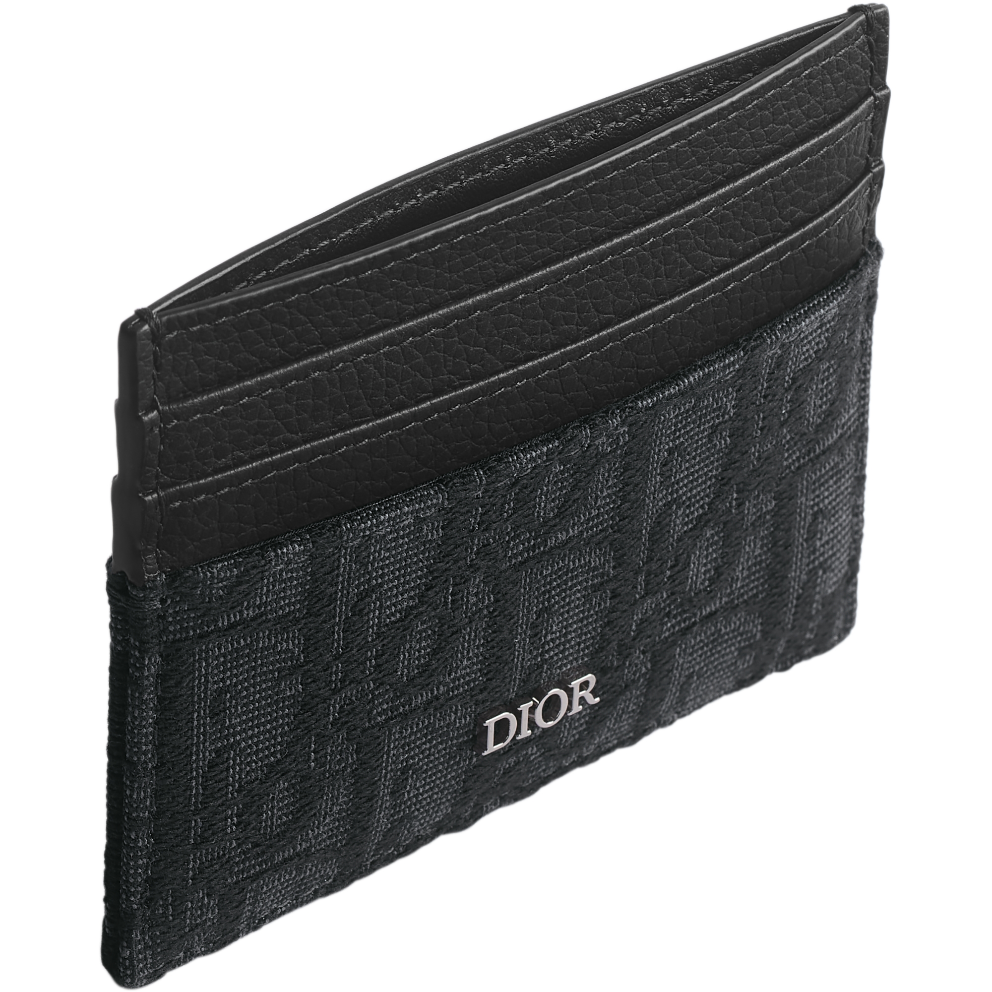 Card Holder Black Dior Oblique Jacquard and Black Grained Calfskin E06
