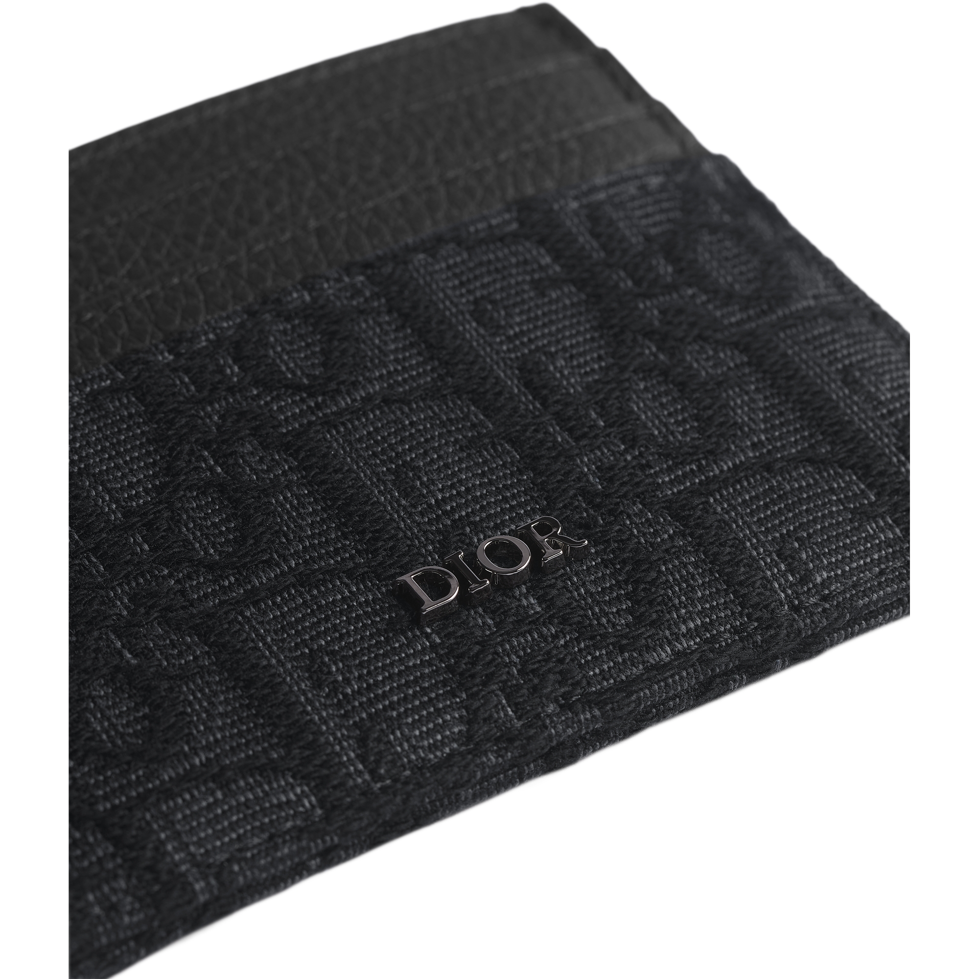 Card Holder Black Dior Oblique Jacquard and Black Grained Calfskin E09