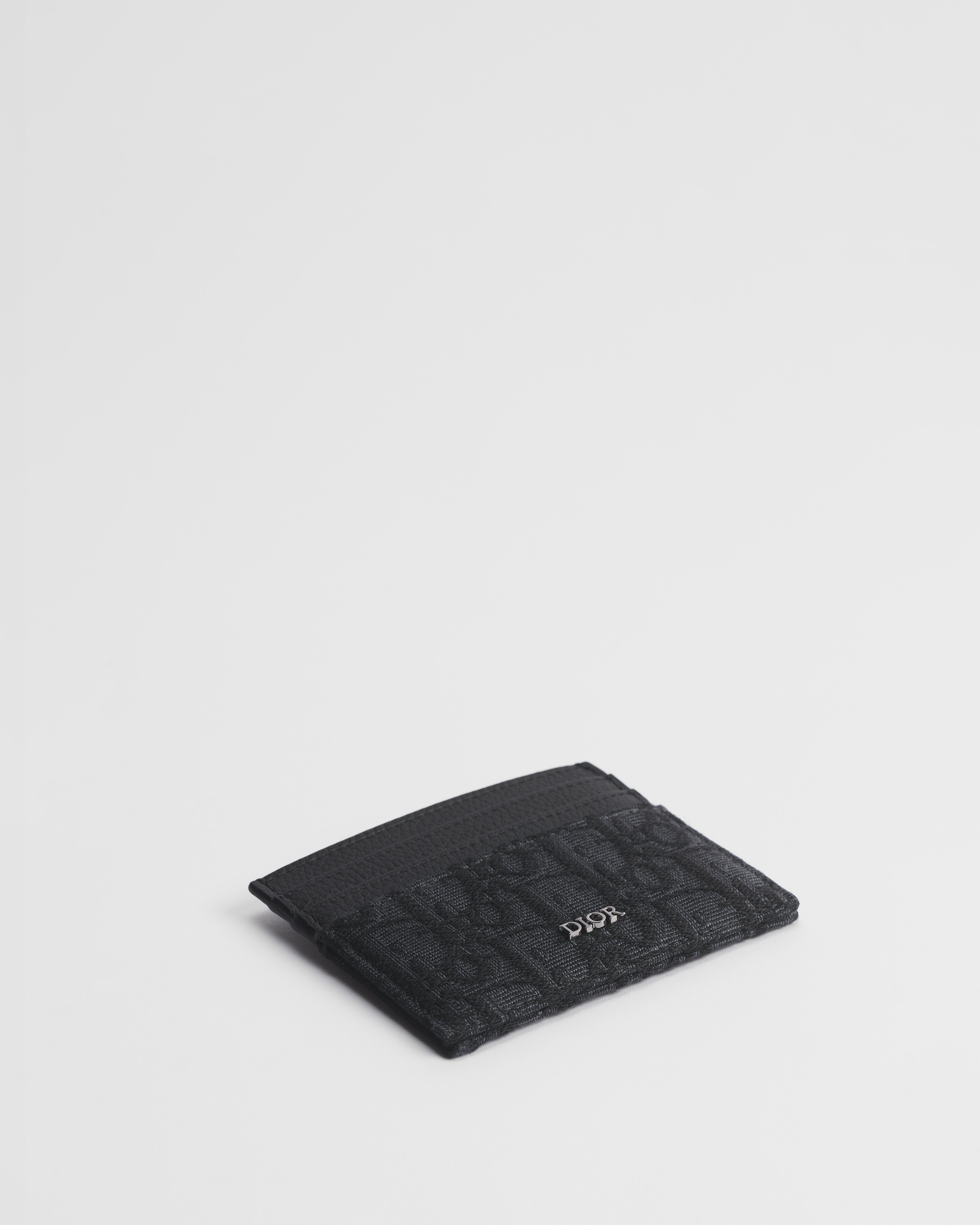 Card Holder Black Dior Oblique Jacquard and Black Grained Calfskin E03