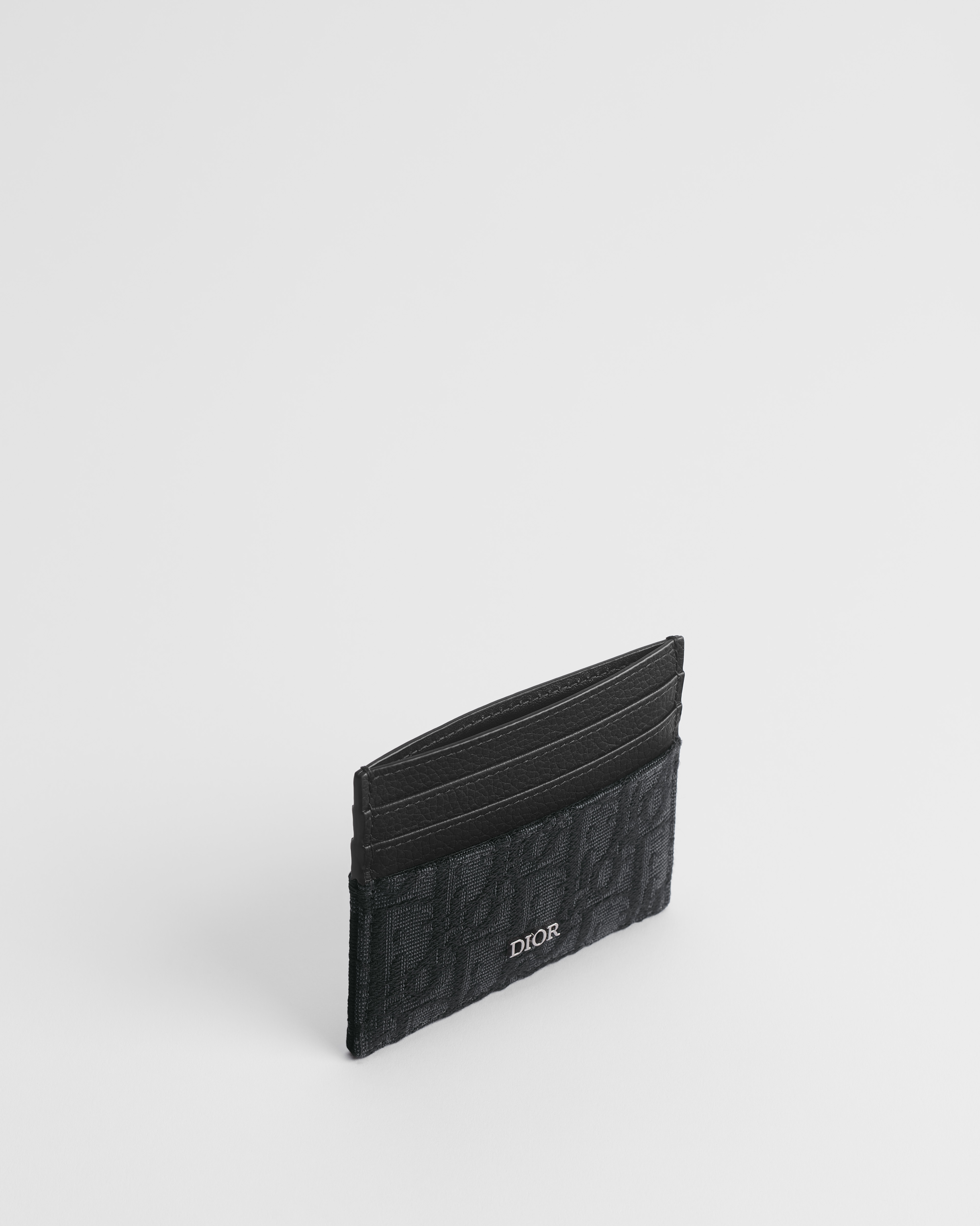 Card Holder Black Dior Oblique Jacquard and Black Grained Calfskin E06