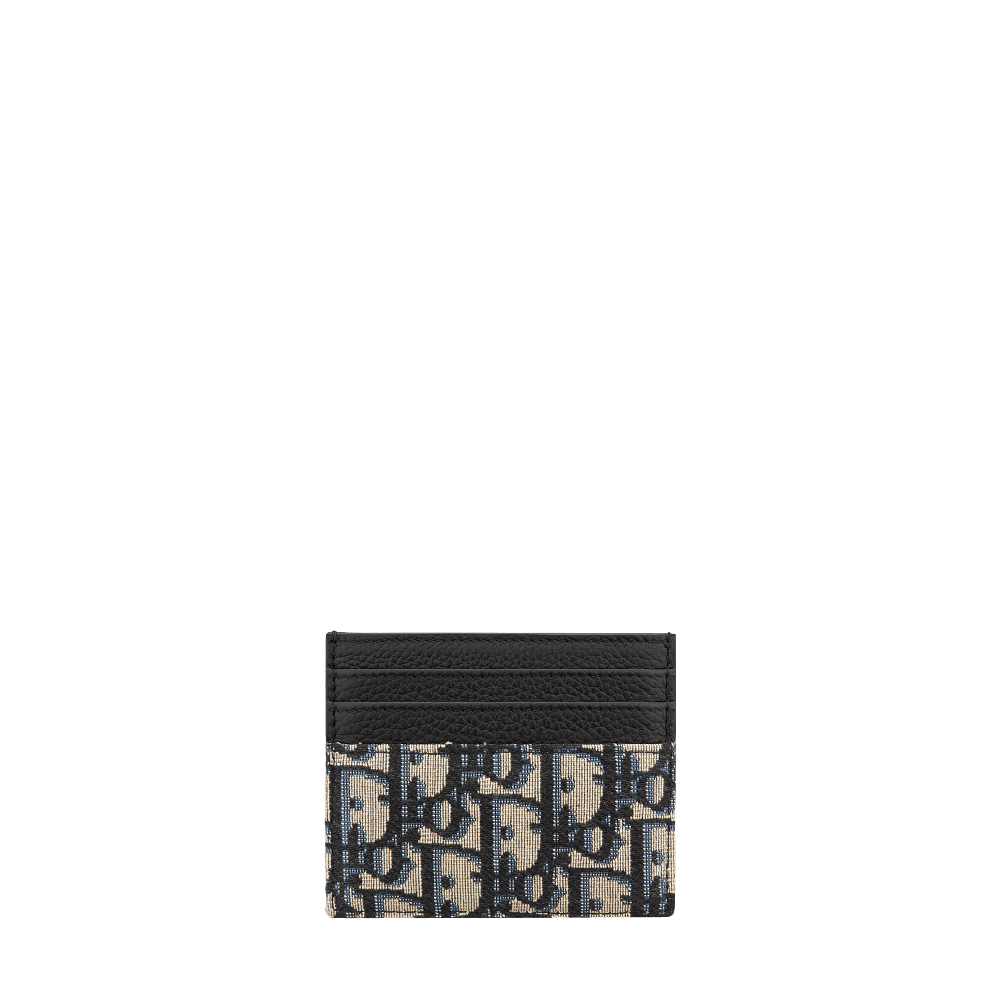 Card Holder Beige and Black Dior Oblique Jacquard with Black Grained Calfskin E08