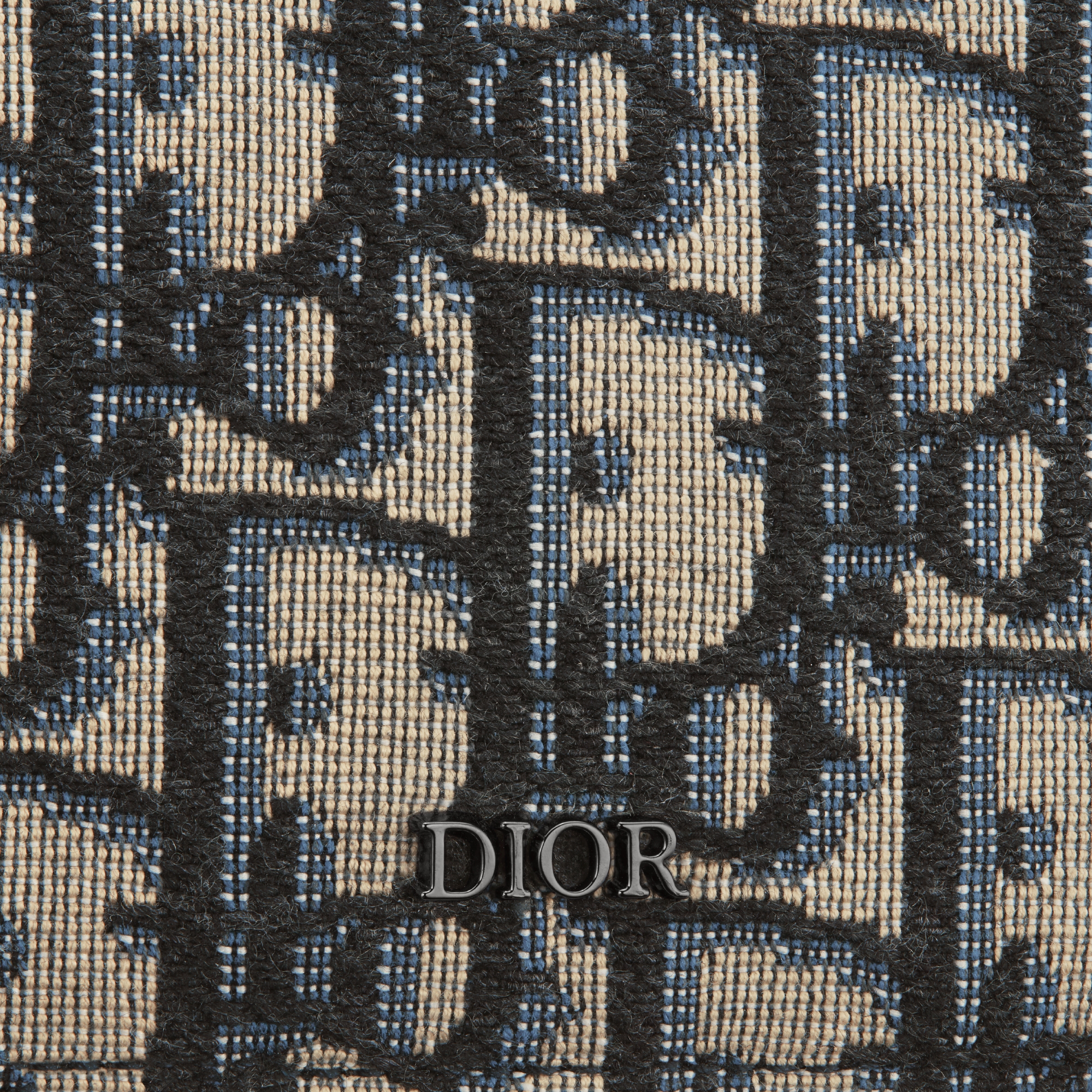Kaarthouder Beige en zwarte Dior Oblique-jacquard met zwart generfd kalfsleer E09
