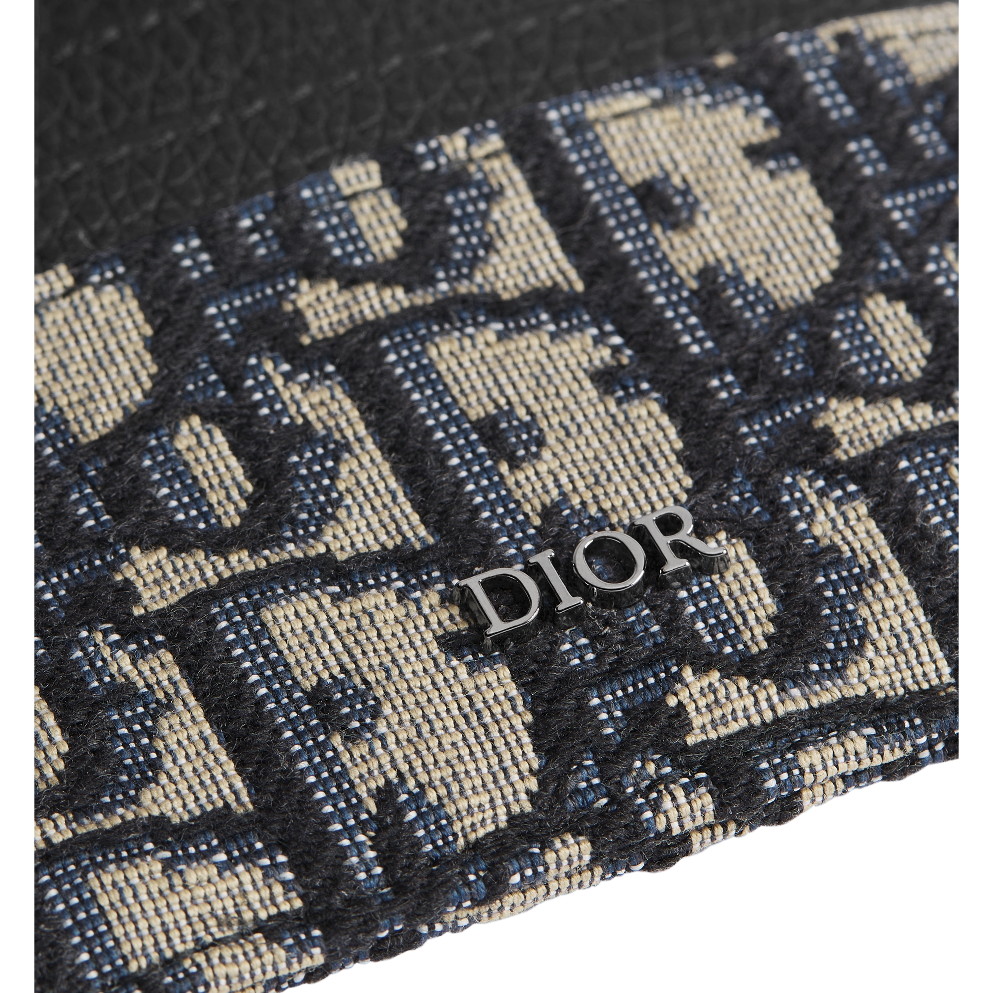 Card Holder Beige and Black Dior Oblique Jacquard with Black Grained Calfskin E09