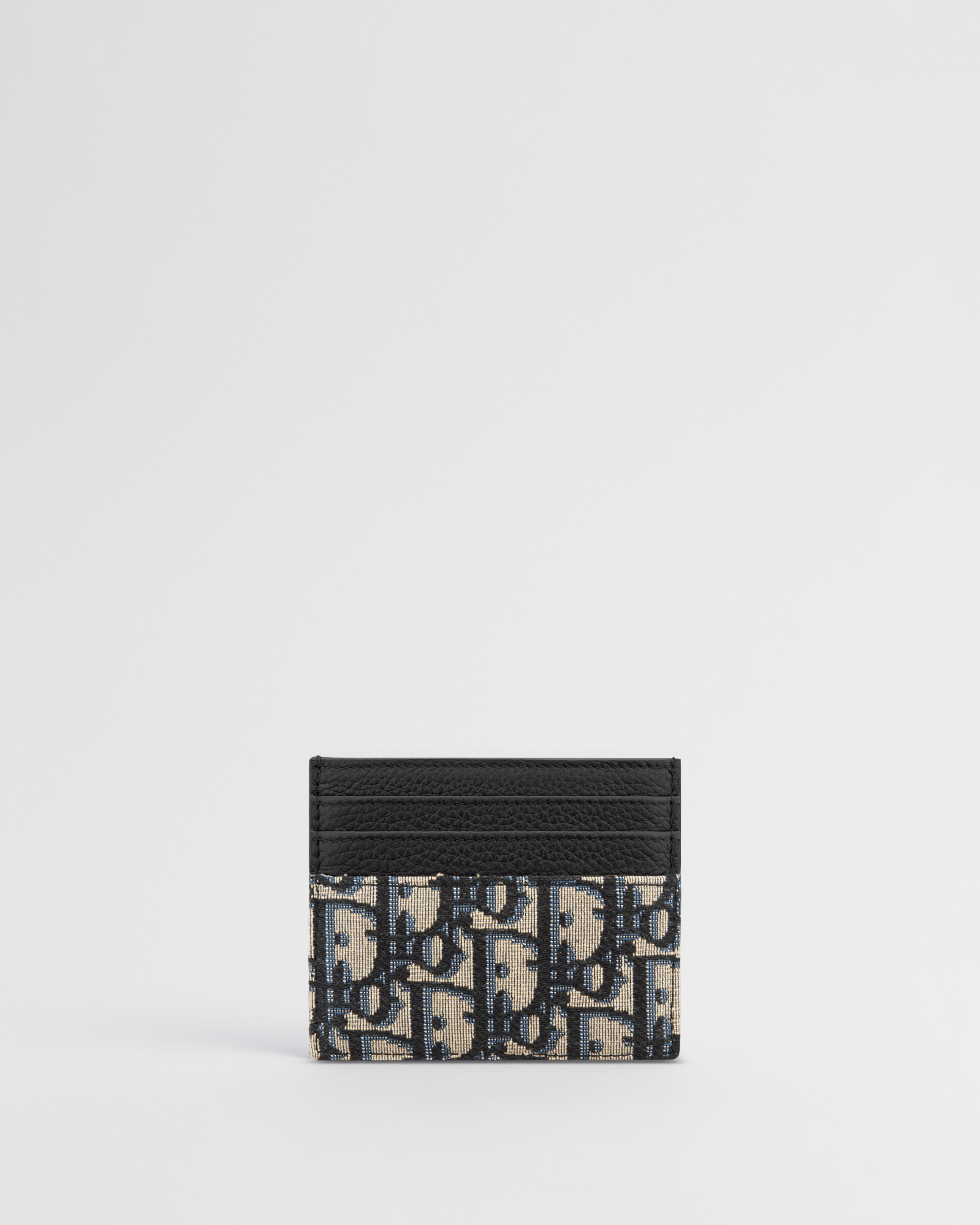 卡片套 米色和黑色 Dior Oblique 圖案緹花及黑色顆粒小牛皮 E08