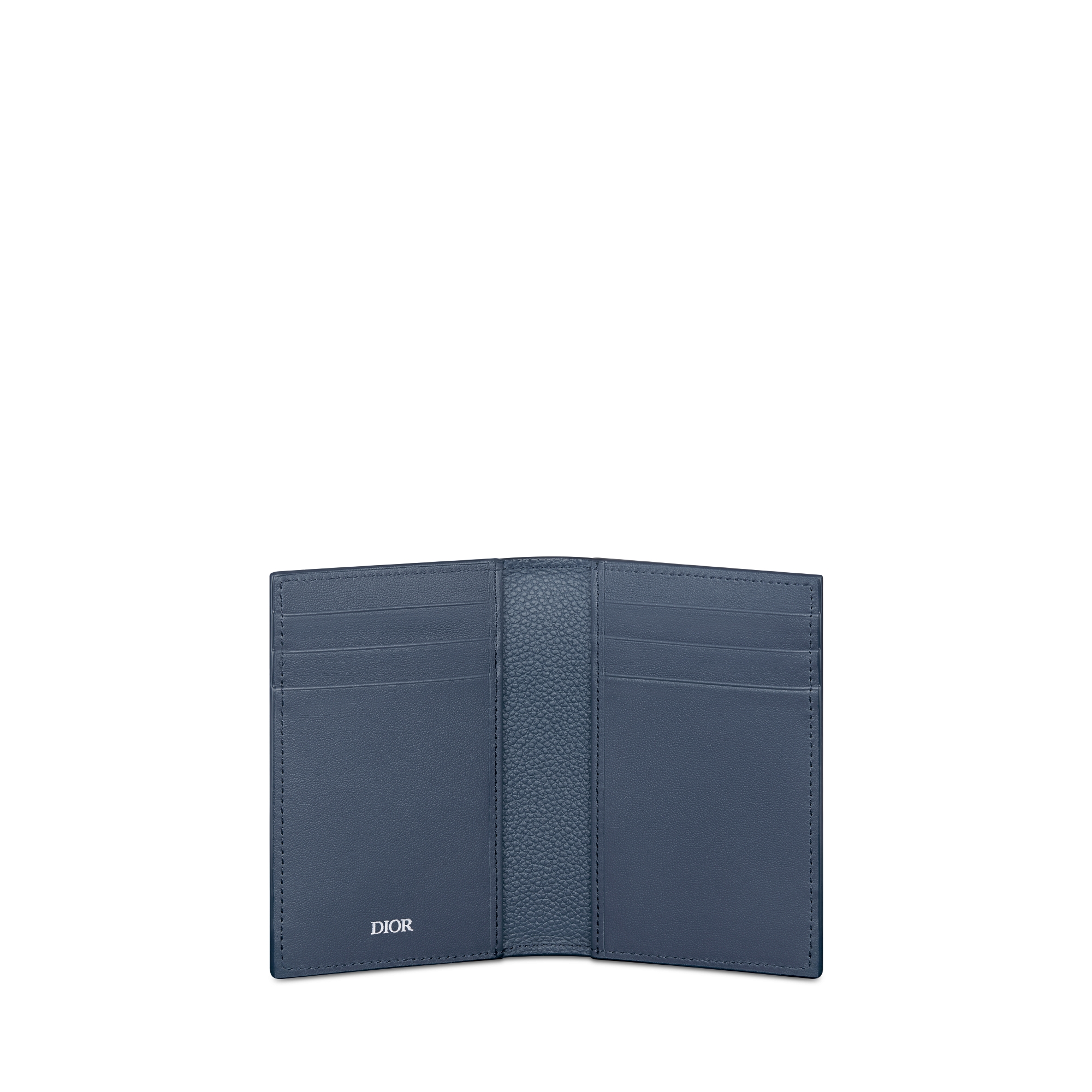 直式兩摺型卡片套 海軍藍 Dior Gravity Outline 皮革 E07