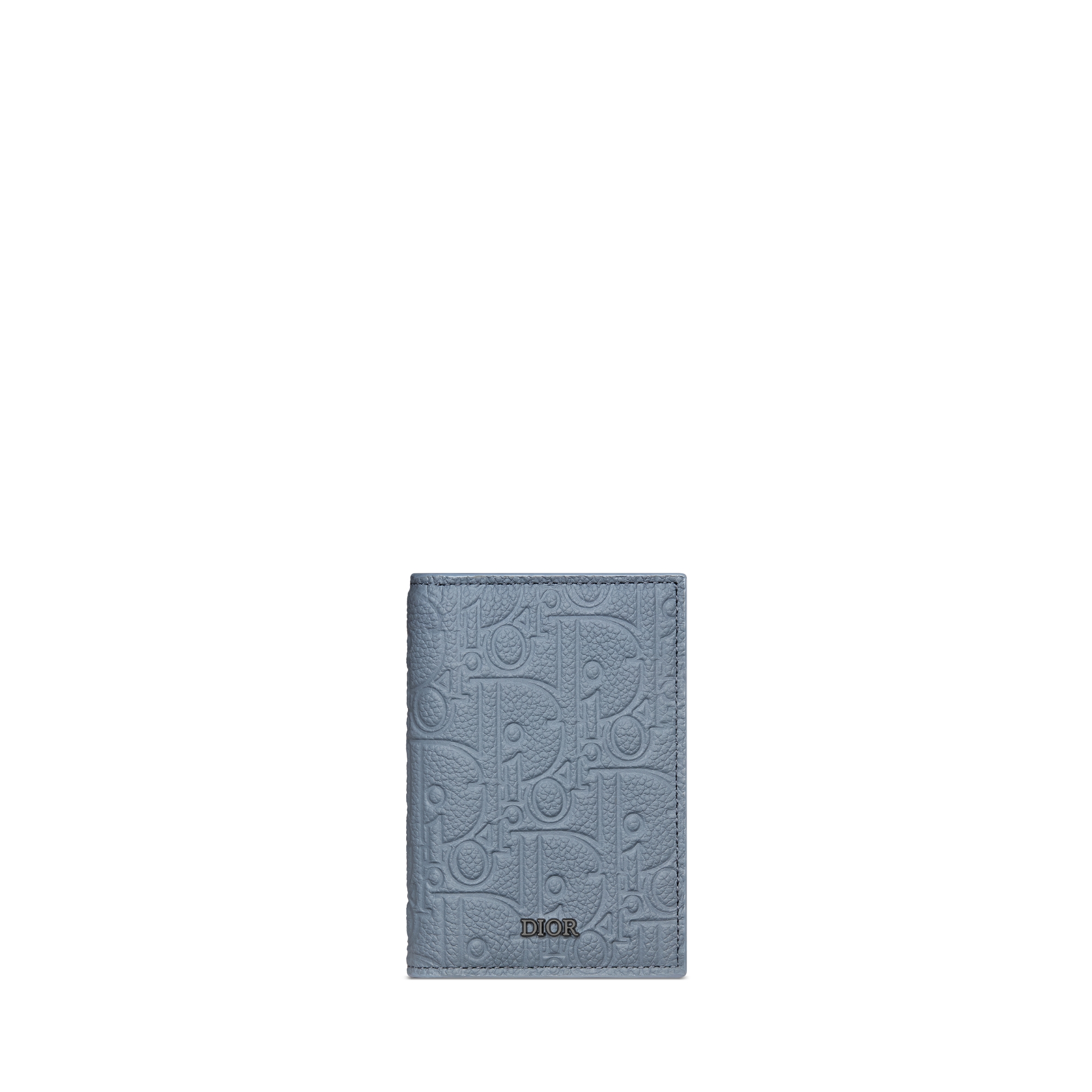 Vertical Bifold Card Holder Blue Dior Gravity Leather E01