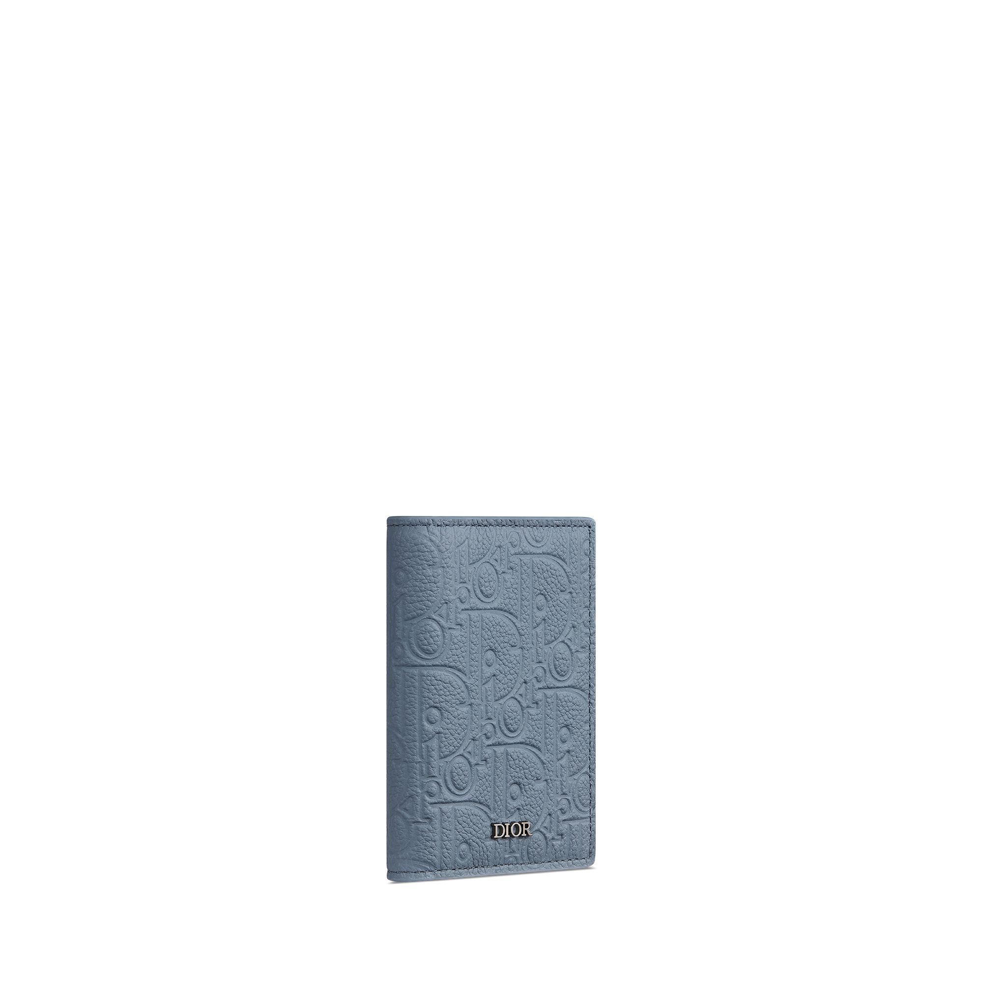 Vertical Bifold Card Holder Blue Dior Gravity Leather E03