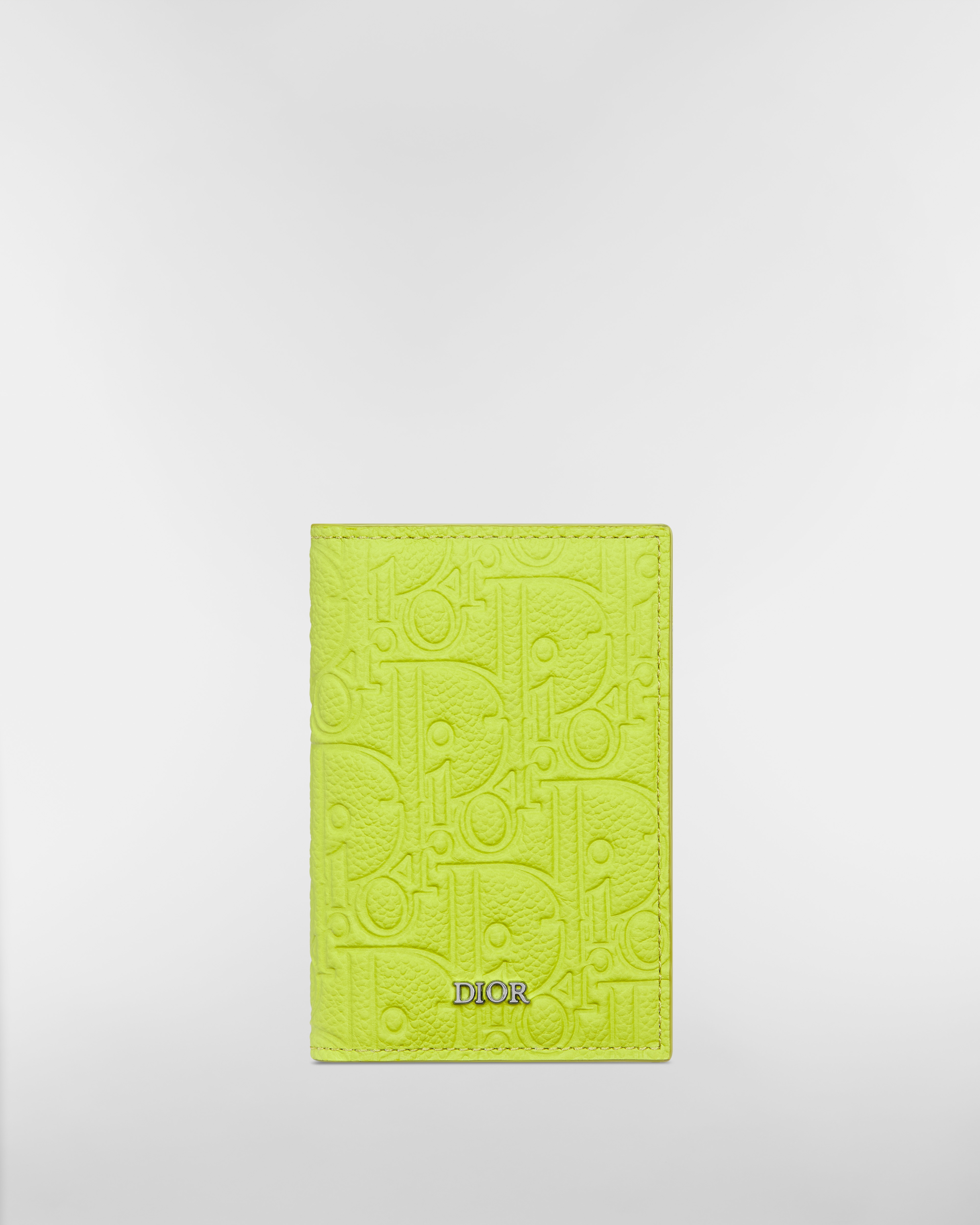 Vertical Bifold Card Holder Green Dior Gravity Leather E01