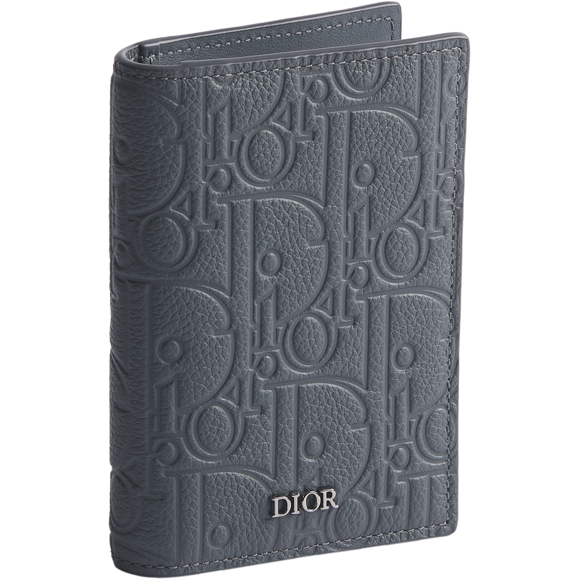 Vertical Bifold Card Holder Deep Gray Dior Gravity Leather E03