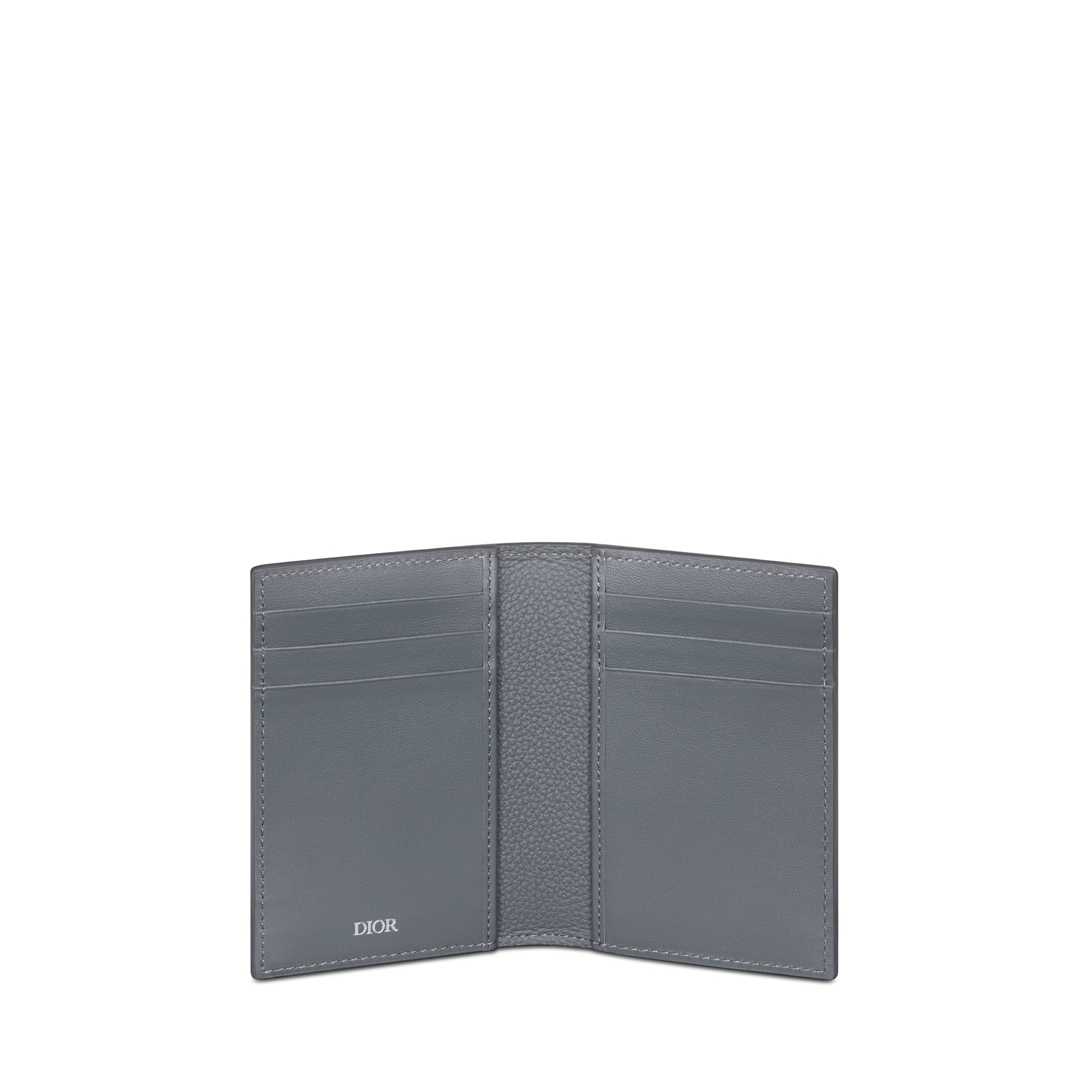 Vertical Bifold Card Holder Deep Gray Dior Gravity Leather E07