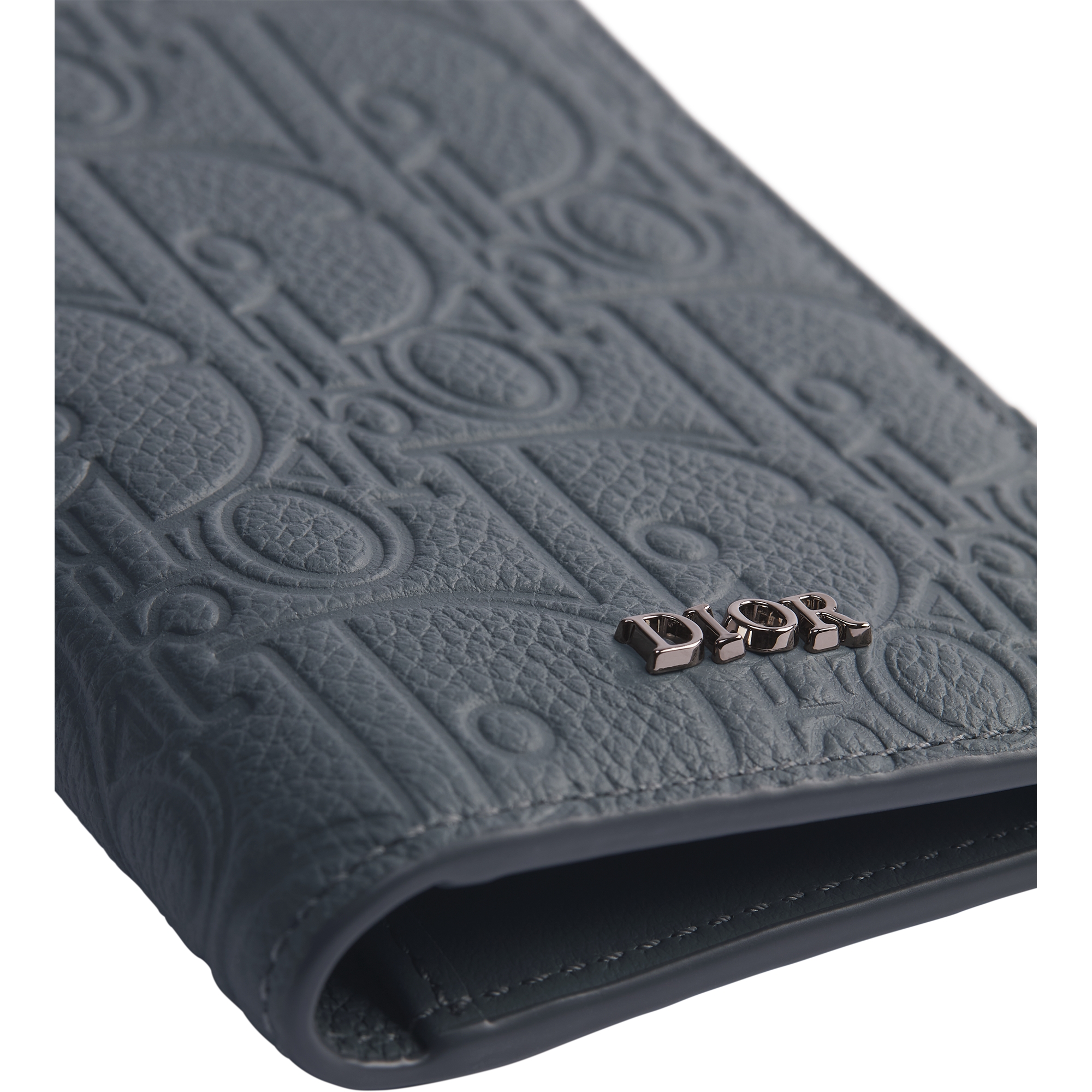 Vertical Bifold Card Holder Deep Gray Dior Gravity Leather E09