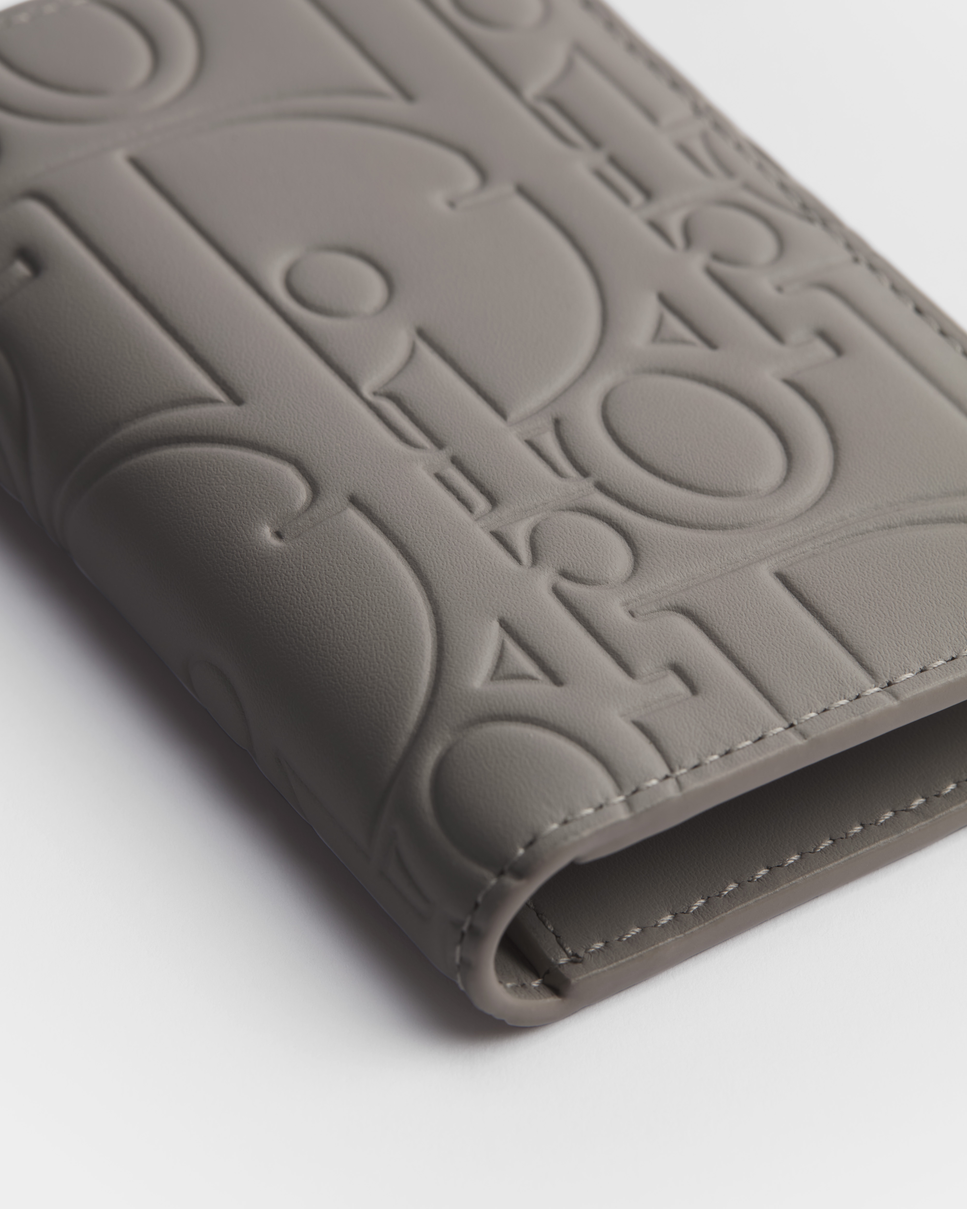 兩摺型卡片套 Trianon 灰色 Dior Gravity 光滑皮革 E09