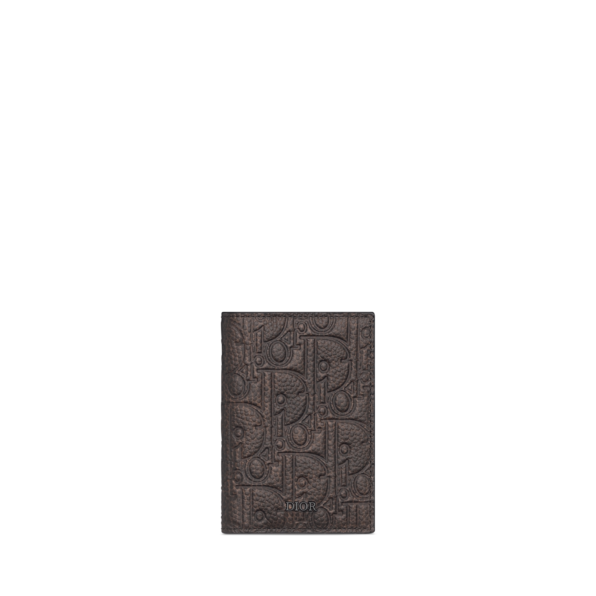 Bifold Card Holder Brown Dior Gravity Vintage Leather E01