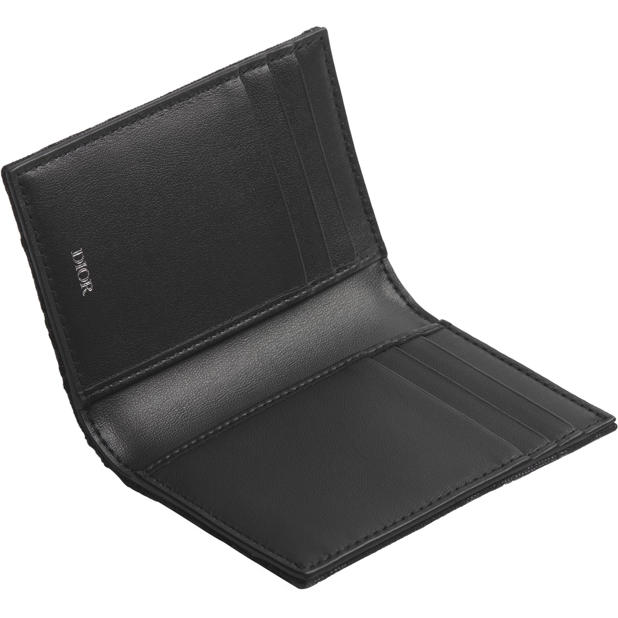 Bifold Card Holder Black Dior Oblique Jacquard E07