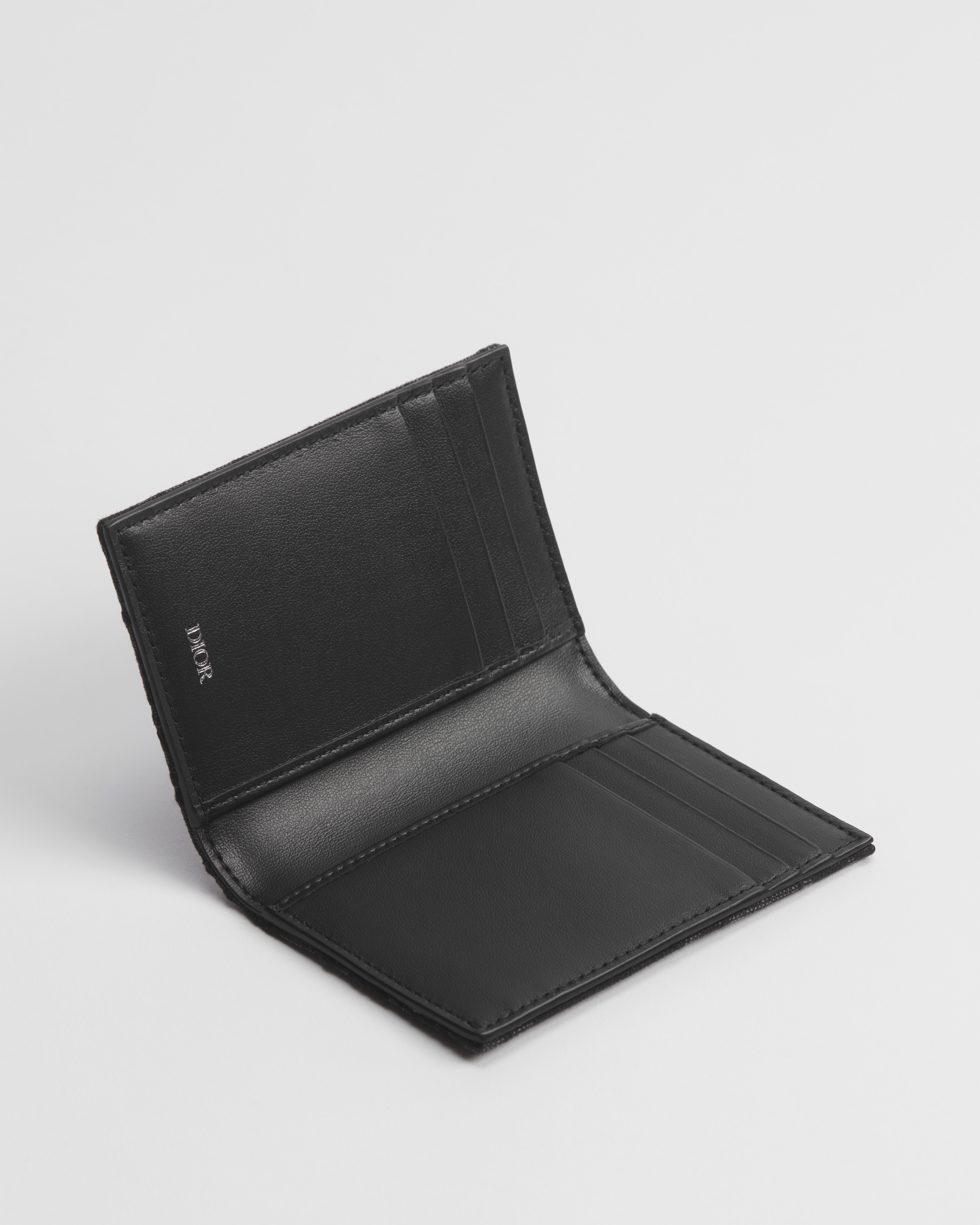 Bifold Card Holder Black Dior Oblique Jacquard E07