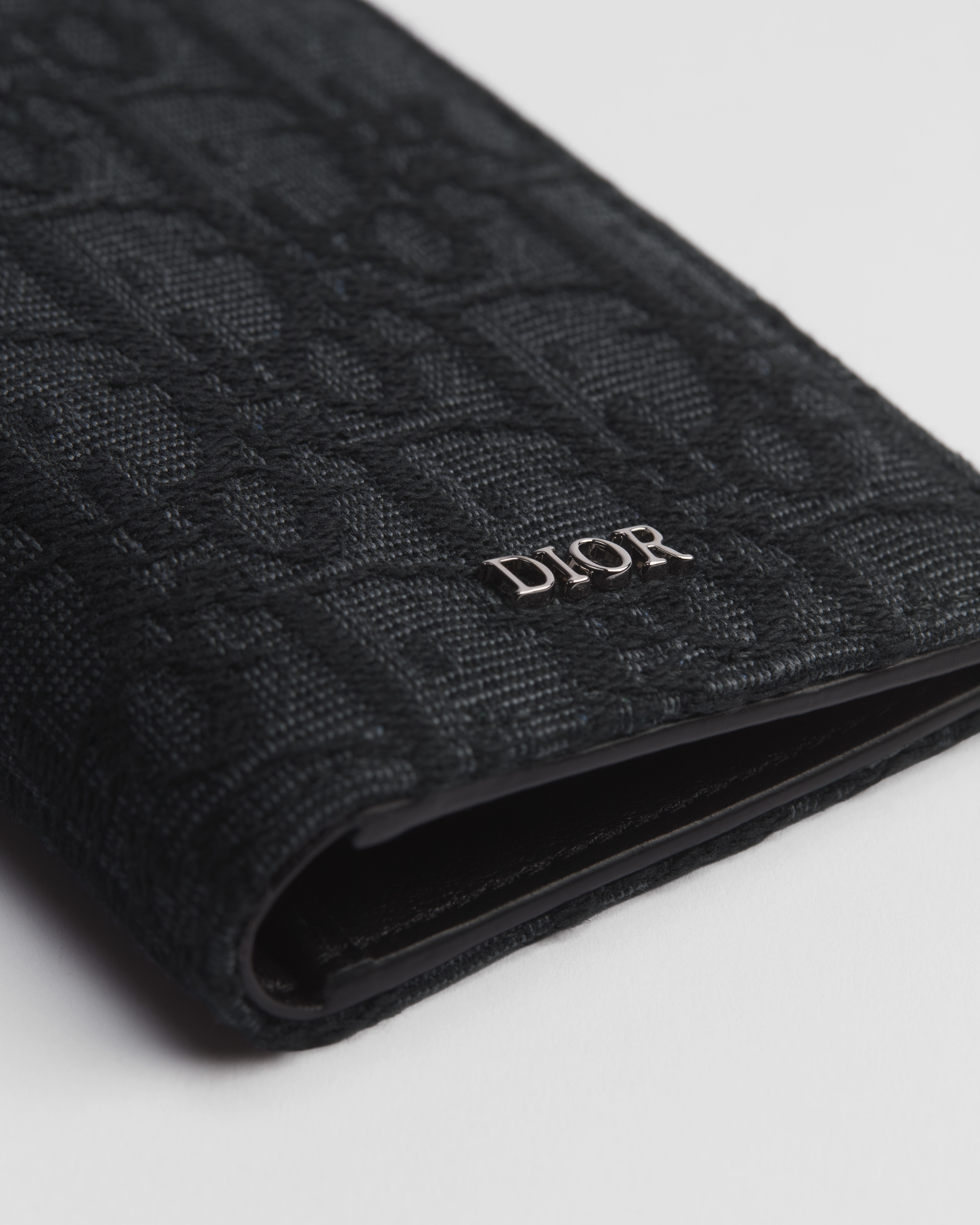 Bifold Card Holder Black Dior Oblique Jacquard E09