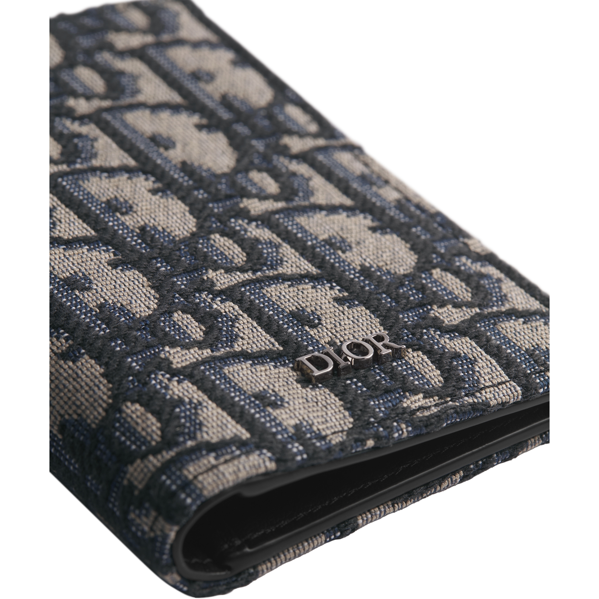Bifold Card Holder Beige and Black Dior Oblique Jacquard E09