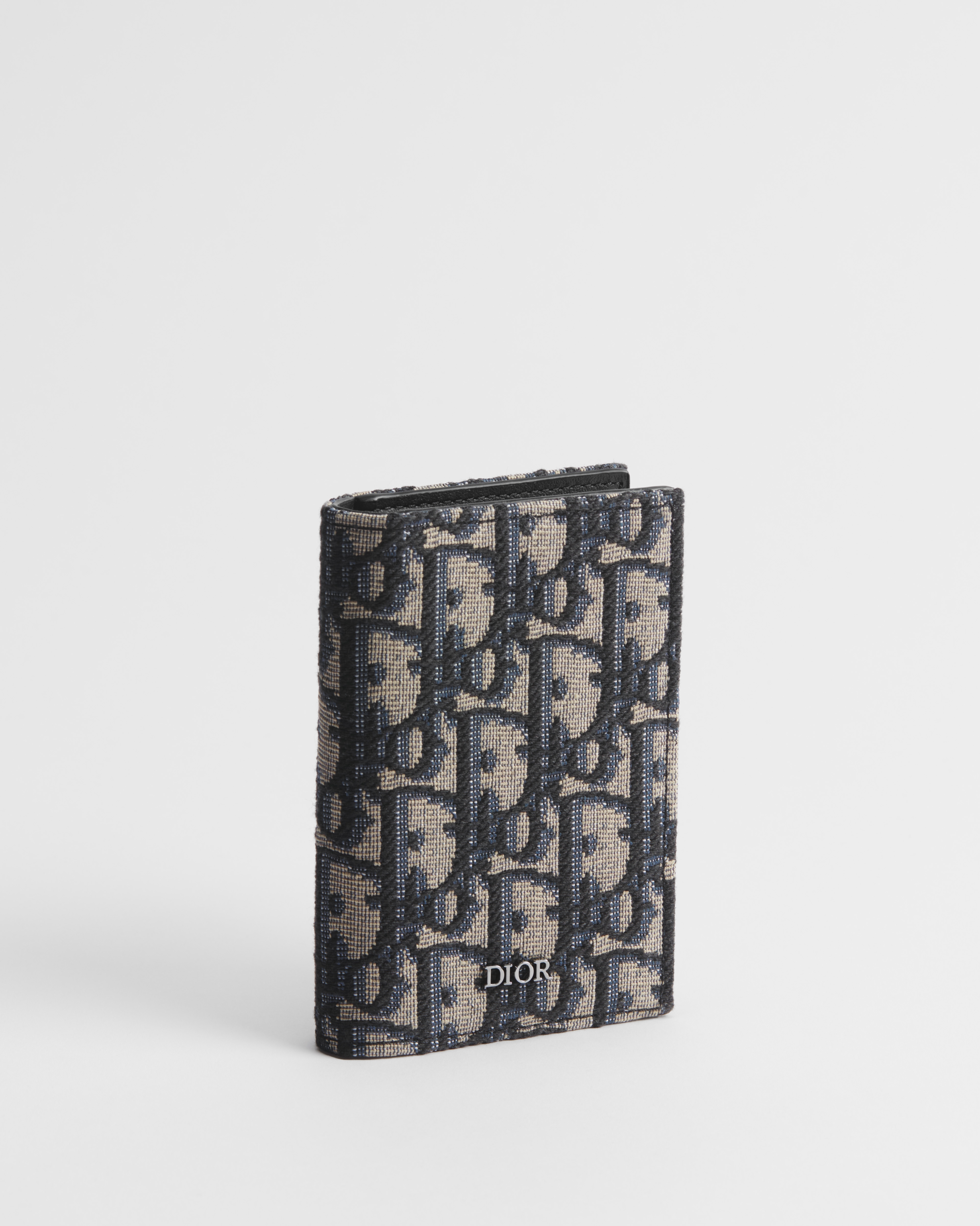 對折卡夾 米色和黑色 Dior Oblique 緹花 E03