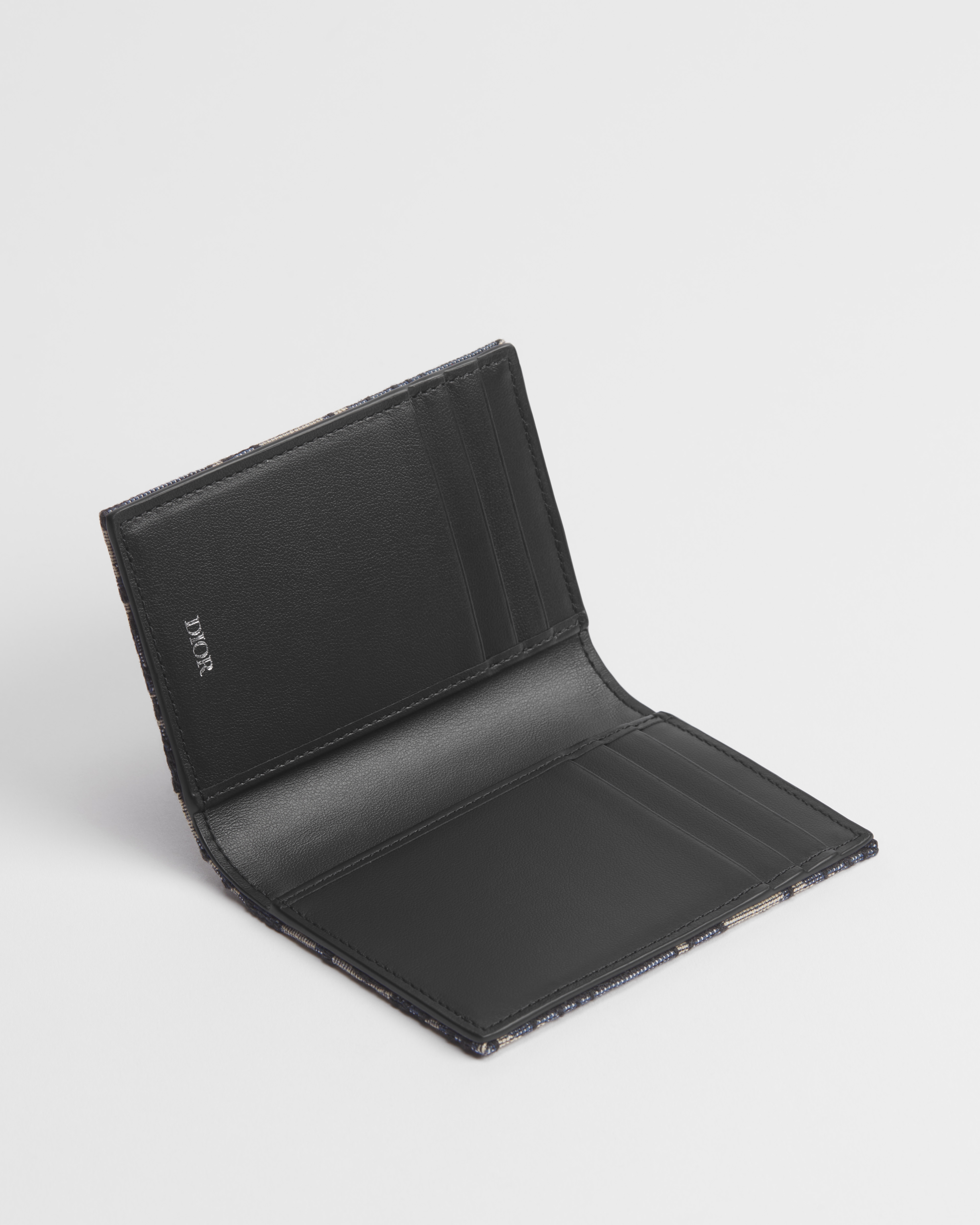 對折卡夾 米色和黑色 Dior Oblique 緹花 E07