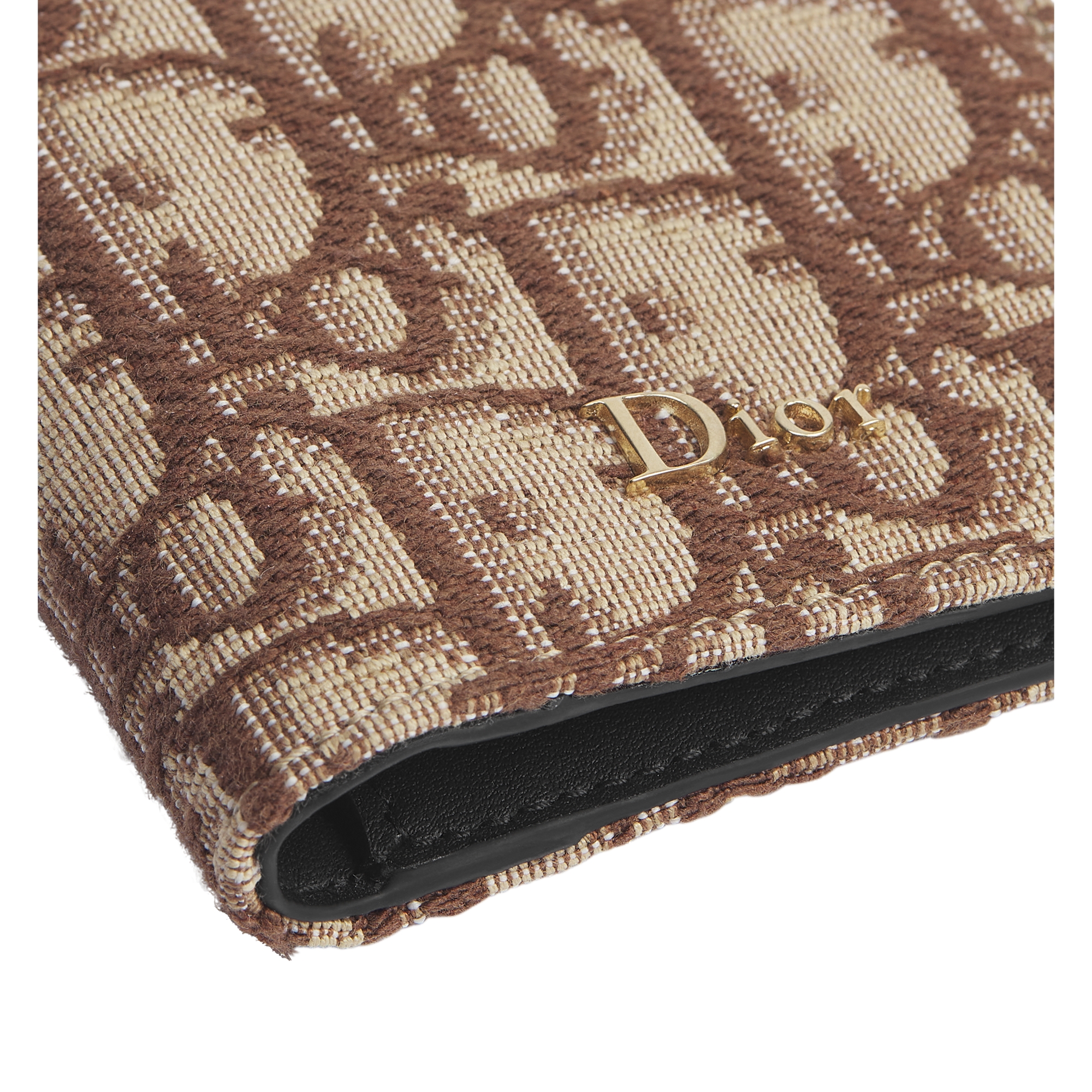 Bifold Card Holder Brown Dior Oblique Jacquard E09